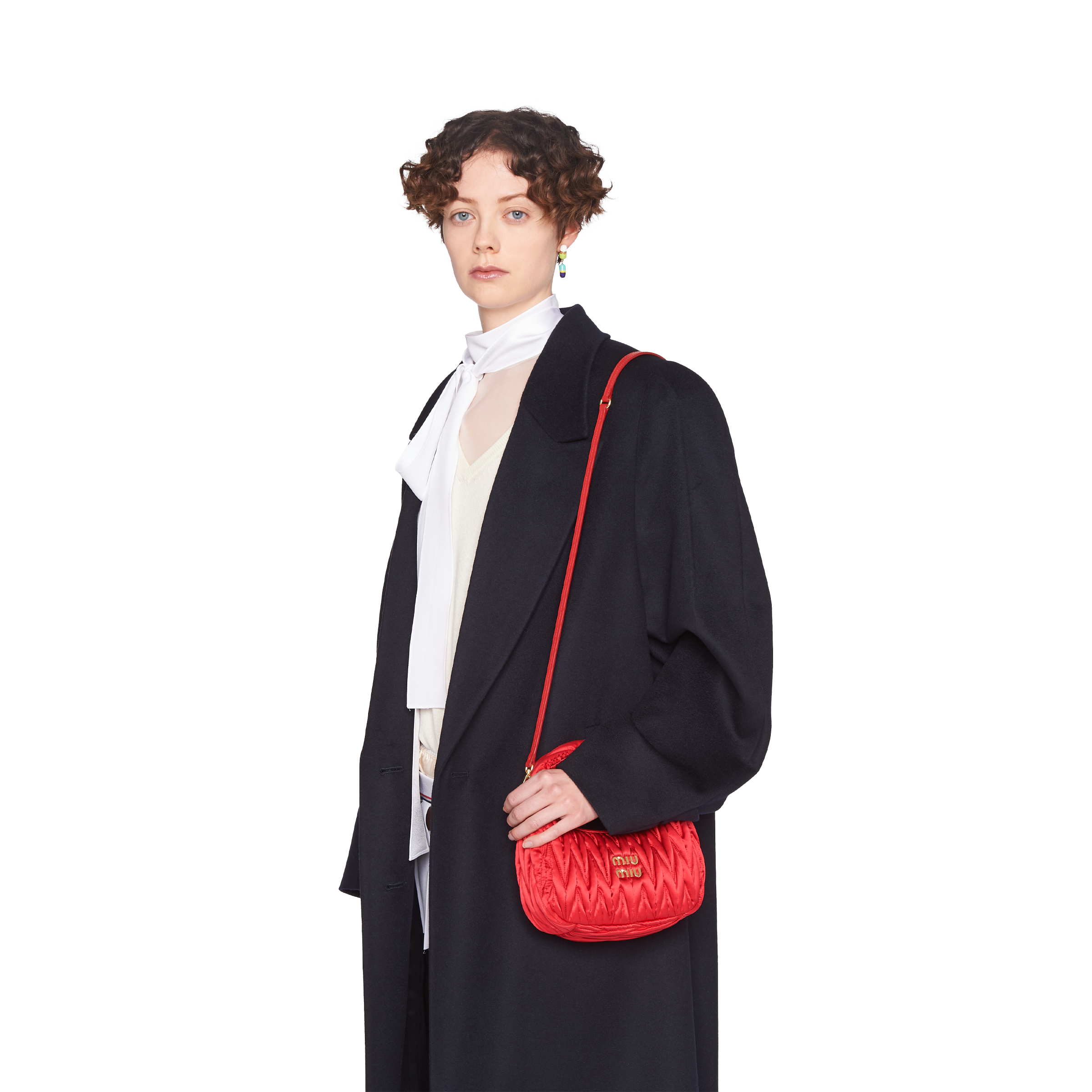 Red Wander Matelassé Satin Hobo Bag