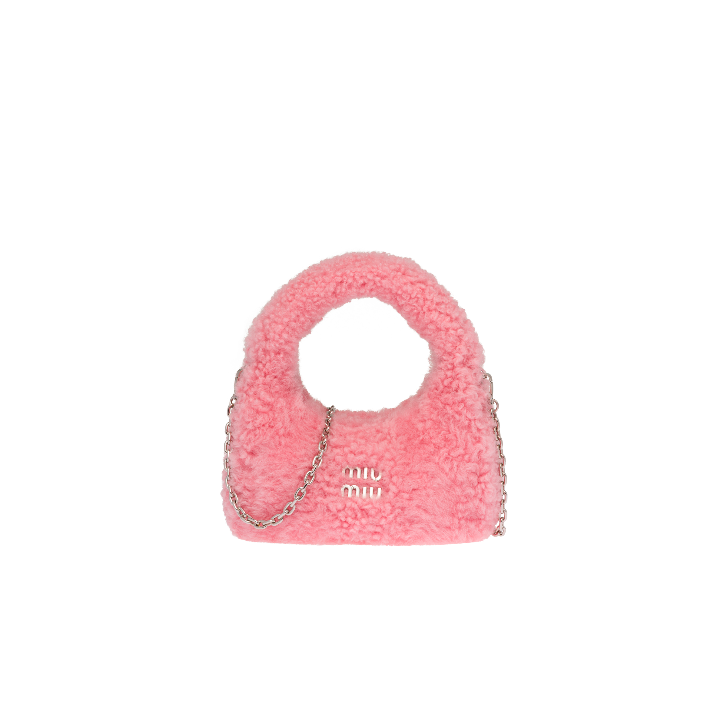 Miu Miu Miu Wander Shearling Mini Hobo Bag In Pink | ModeSens