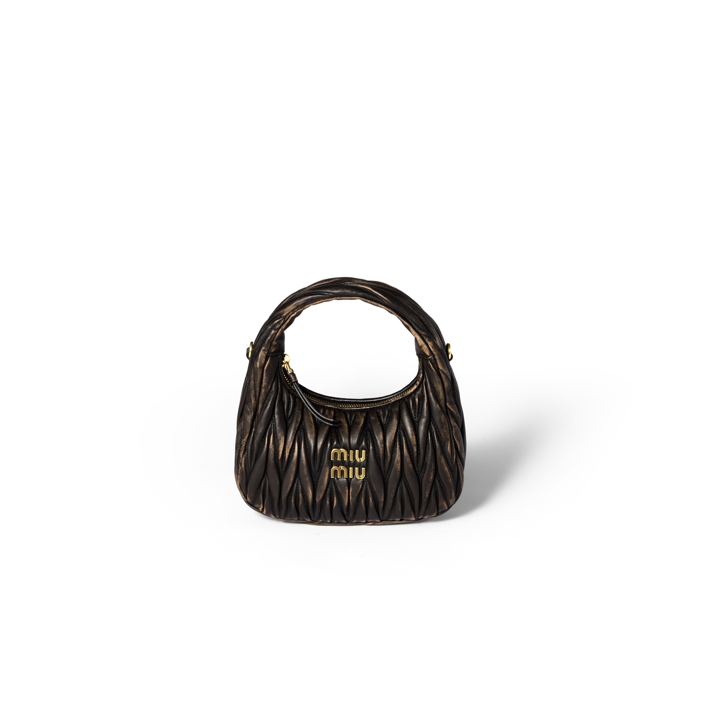 Miu Miu Wander Matelassé Nappa Leather Bag, Woman, Coffee