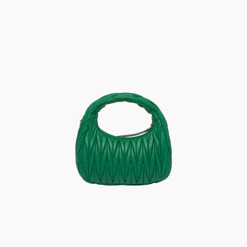 Mango Miu Wander Matelass Nappa Leather Mini Hobo Bag Miu Miu