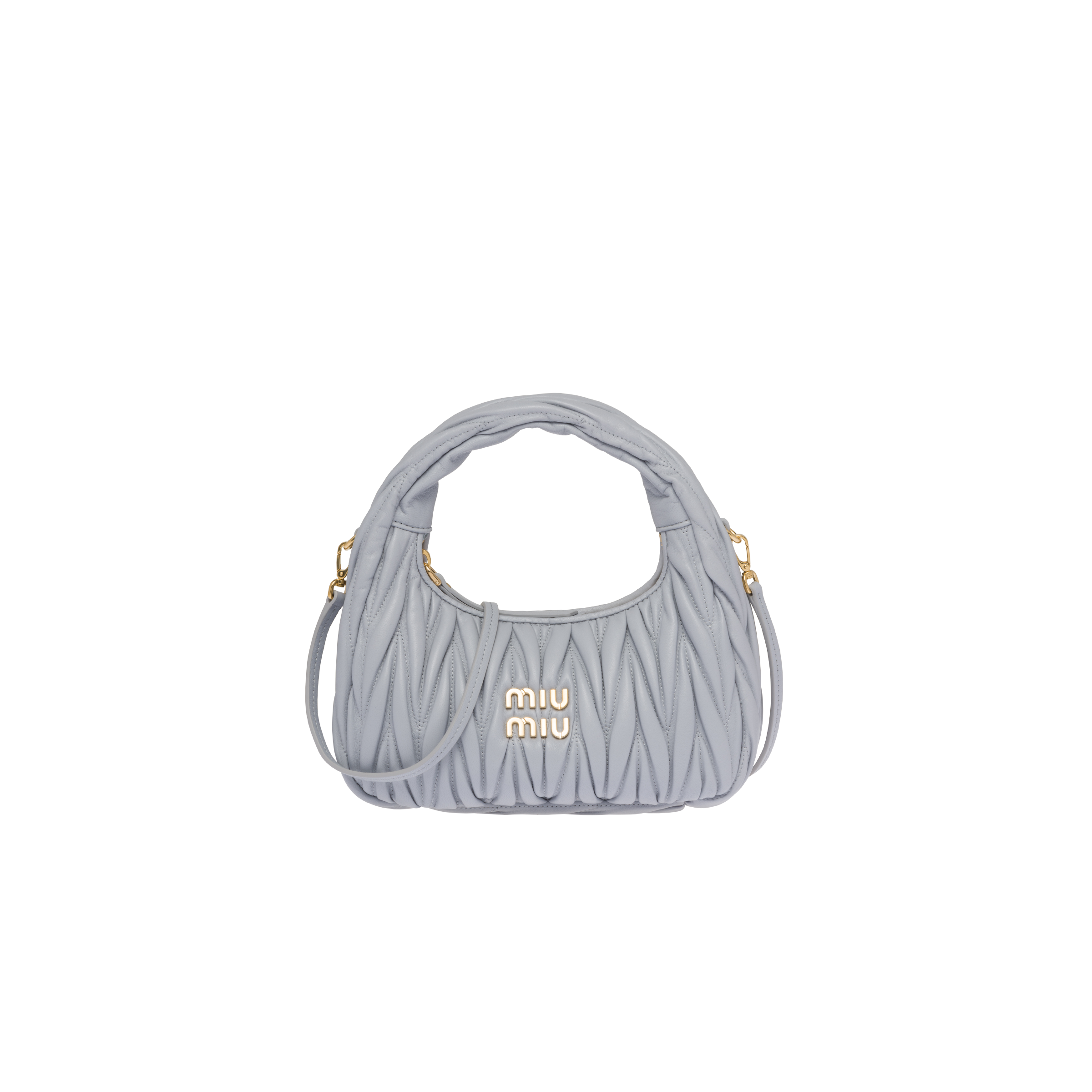 Miu Wander matelassé nappa leather mini hobo bag