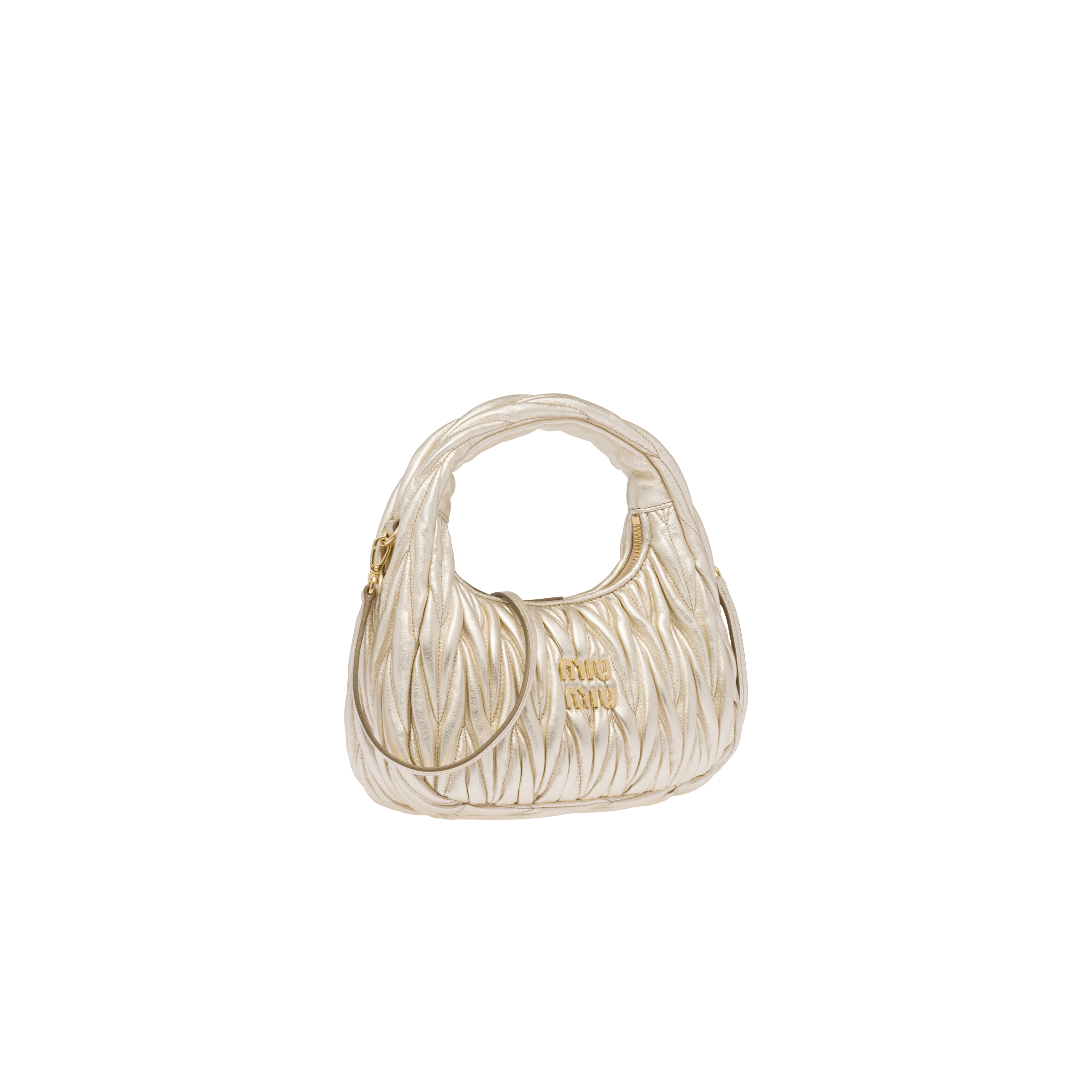 Pyrite Wander Matelass Nappa Leather Hobo Bag Miu Miu