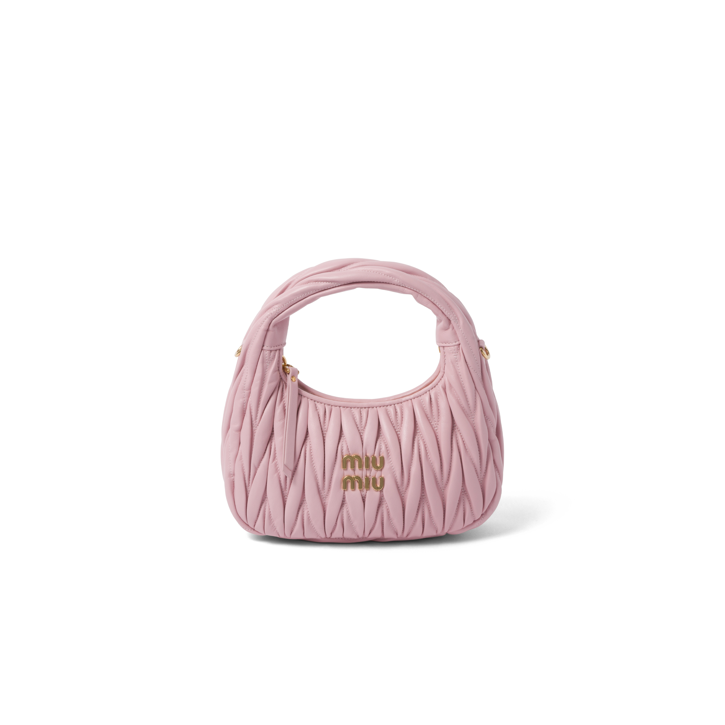 Miu Wander matelassé nappa leather mini hobo bag