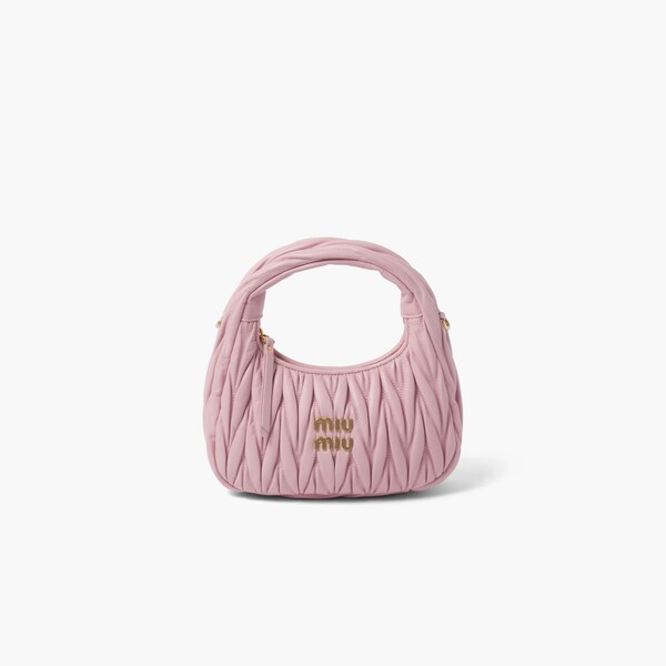 Mini sac hobo Miu Wander en cuir nappa matelassé