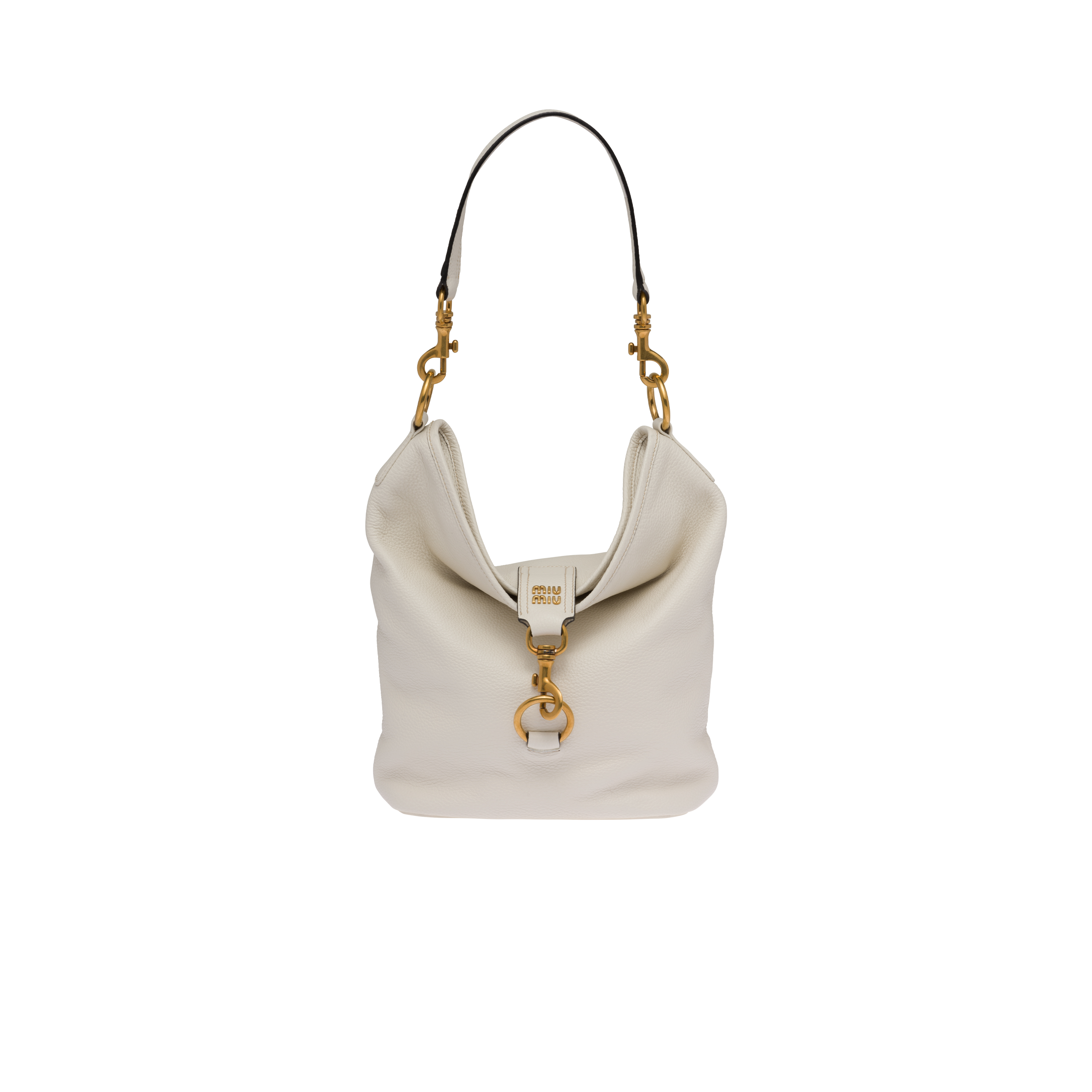 Miu Miu Leather Shoulder Bag With Snap Hook In White ModeSens