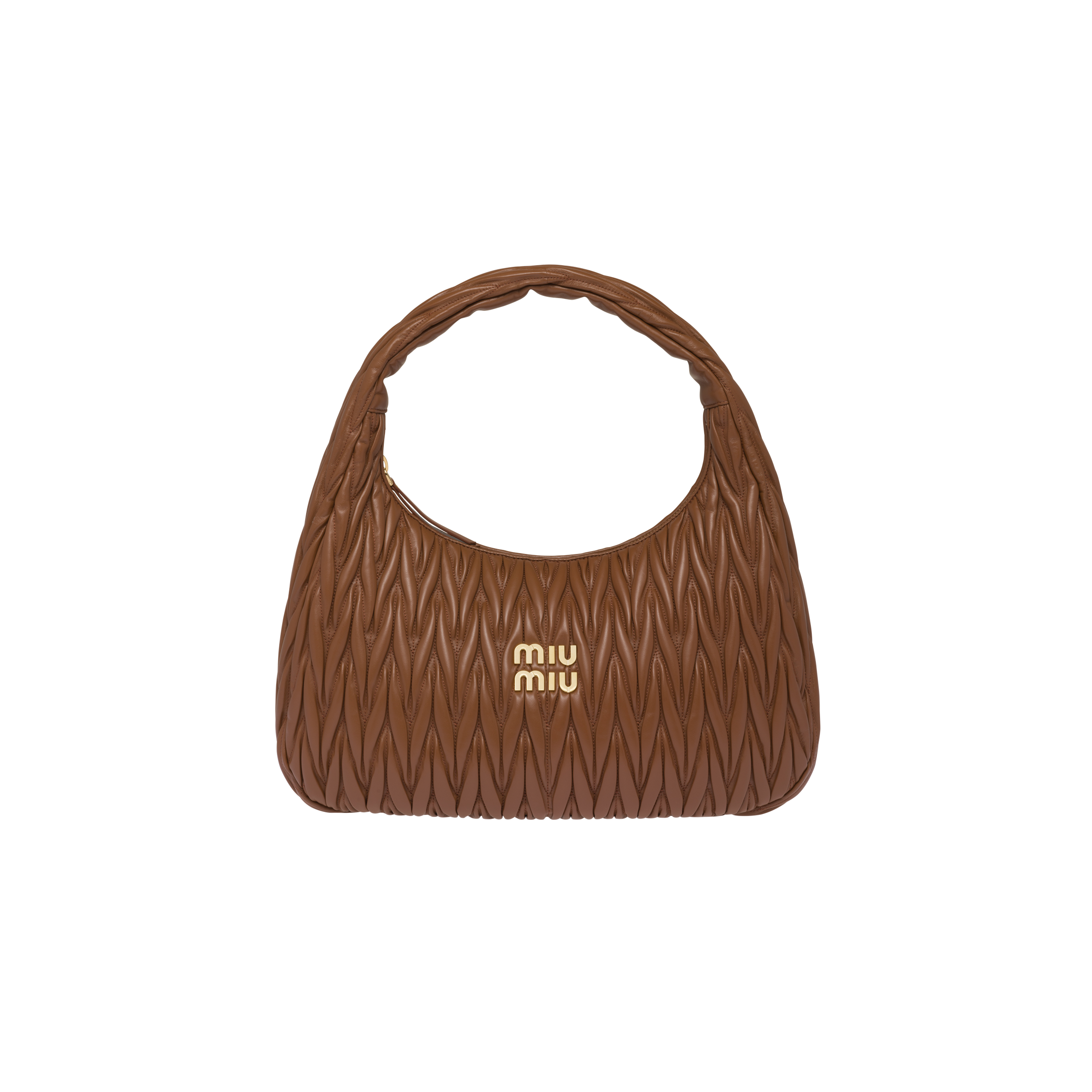 Miu Miu Miu Wander Matelassé Nappa Leather Hobo Bag In Cognac | ModeSens