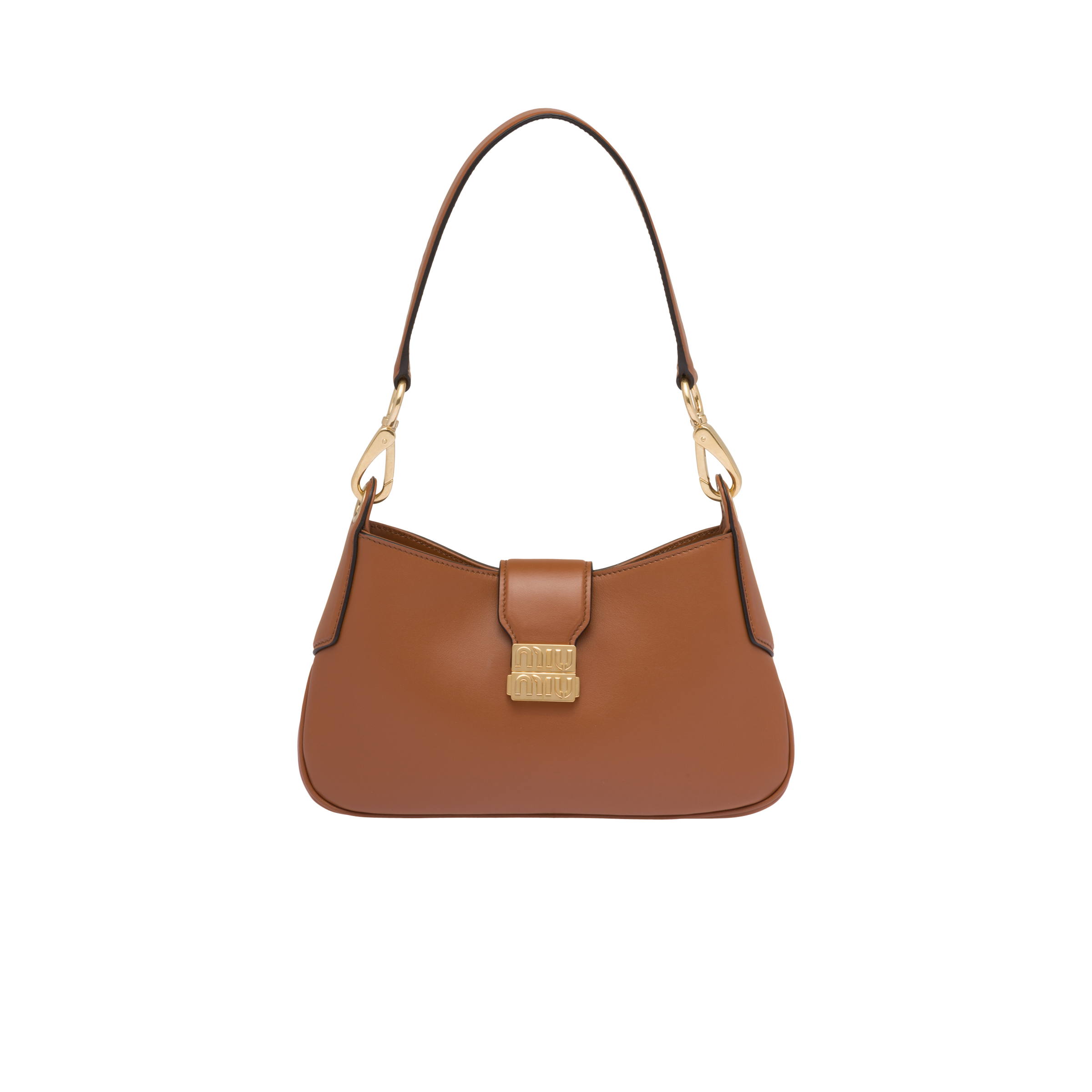 Leather hobo bag Cognac Miu Miu