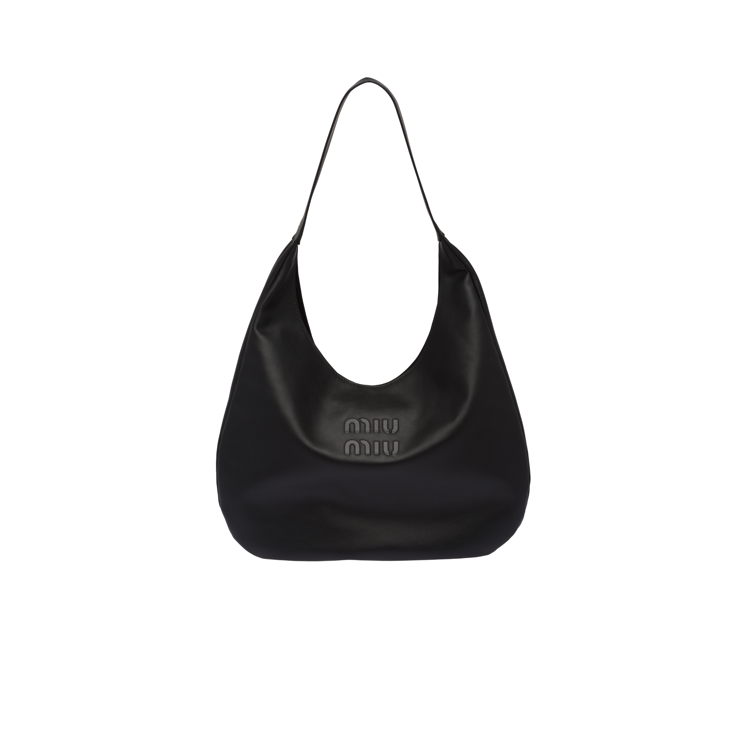 Miu Miu Leather Hobo Bag In Black