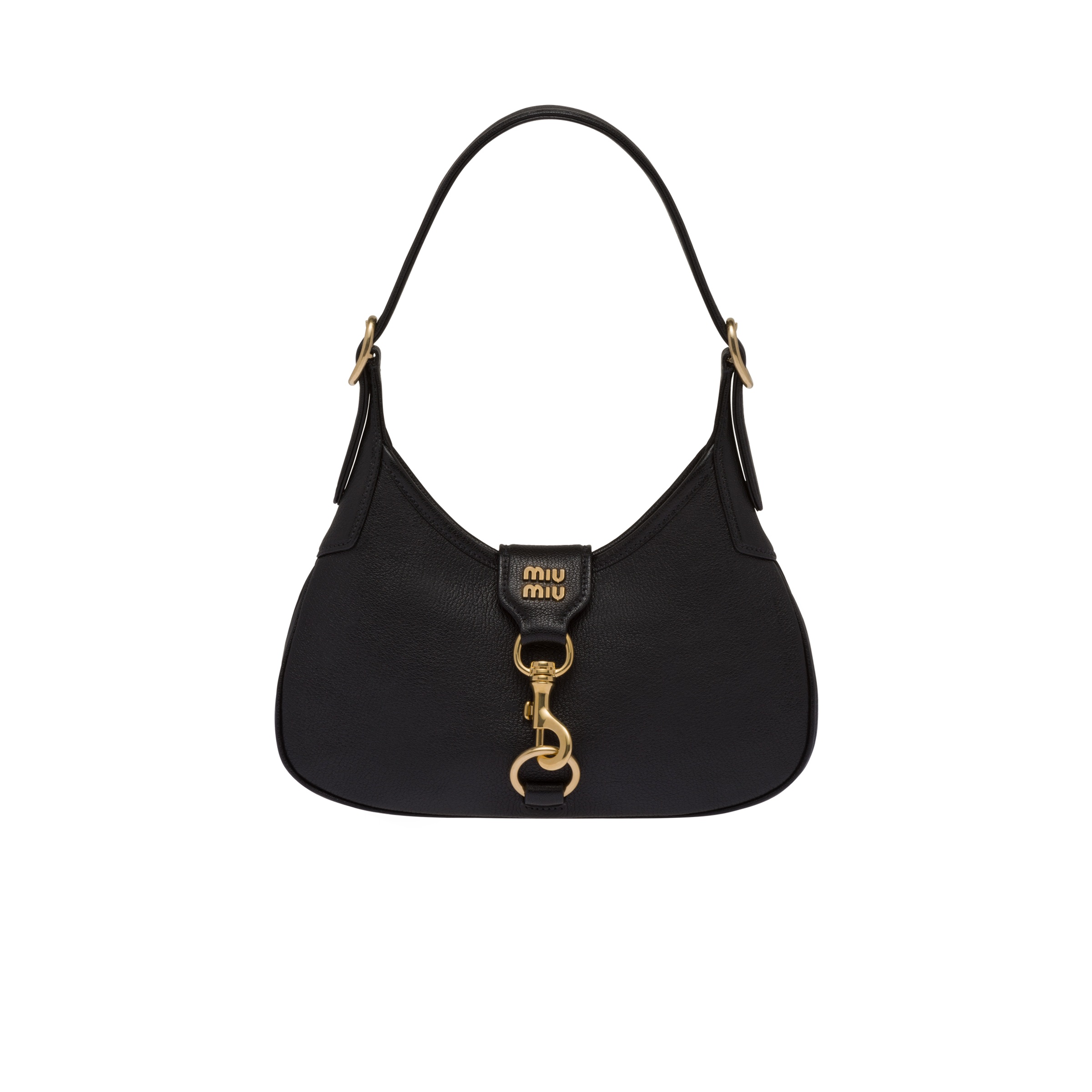 Madras leather hobo bag Black Miu Miu