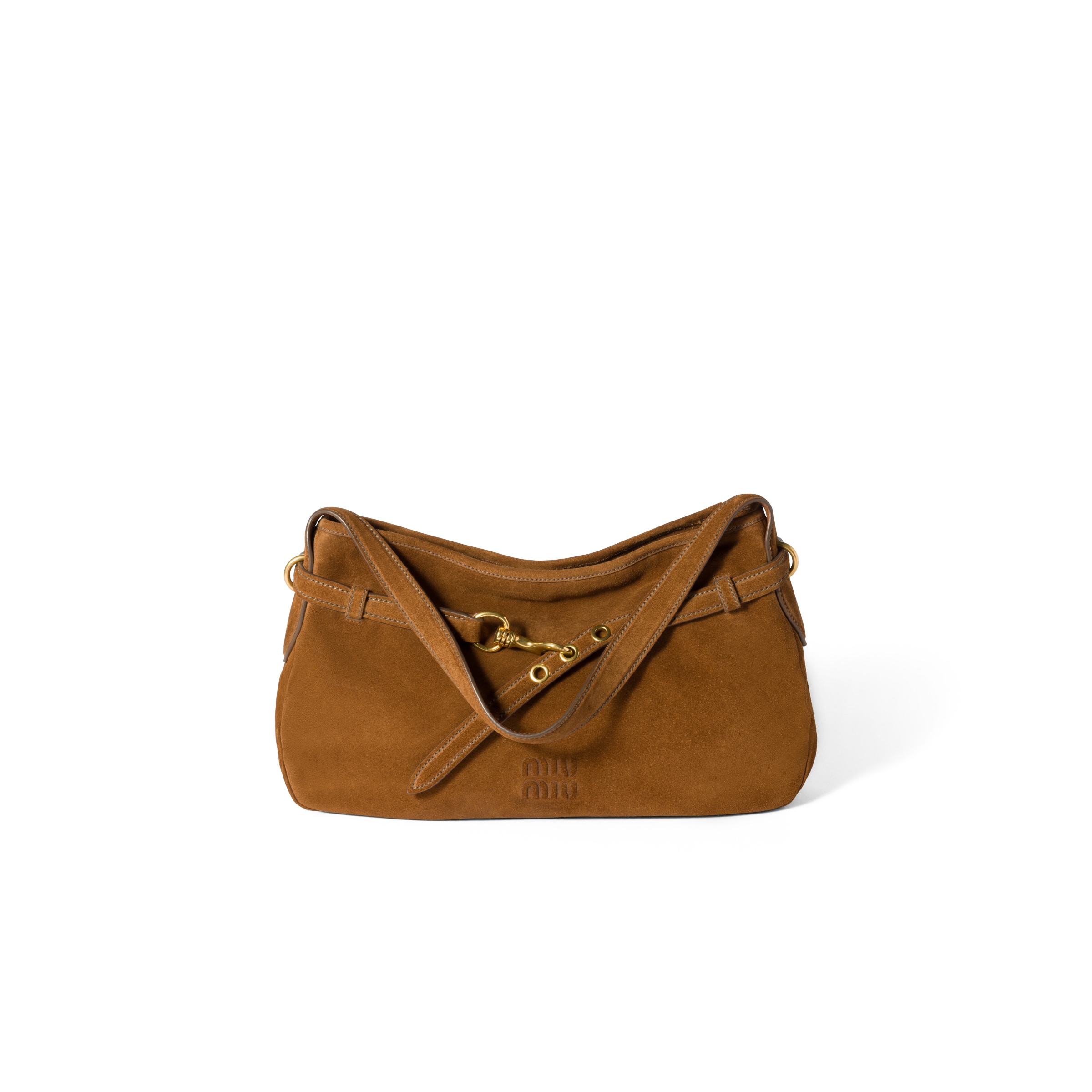 Miu Miu Womens Rovere Aventure Suede Top Handle Bag In Brown