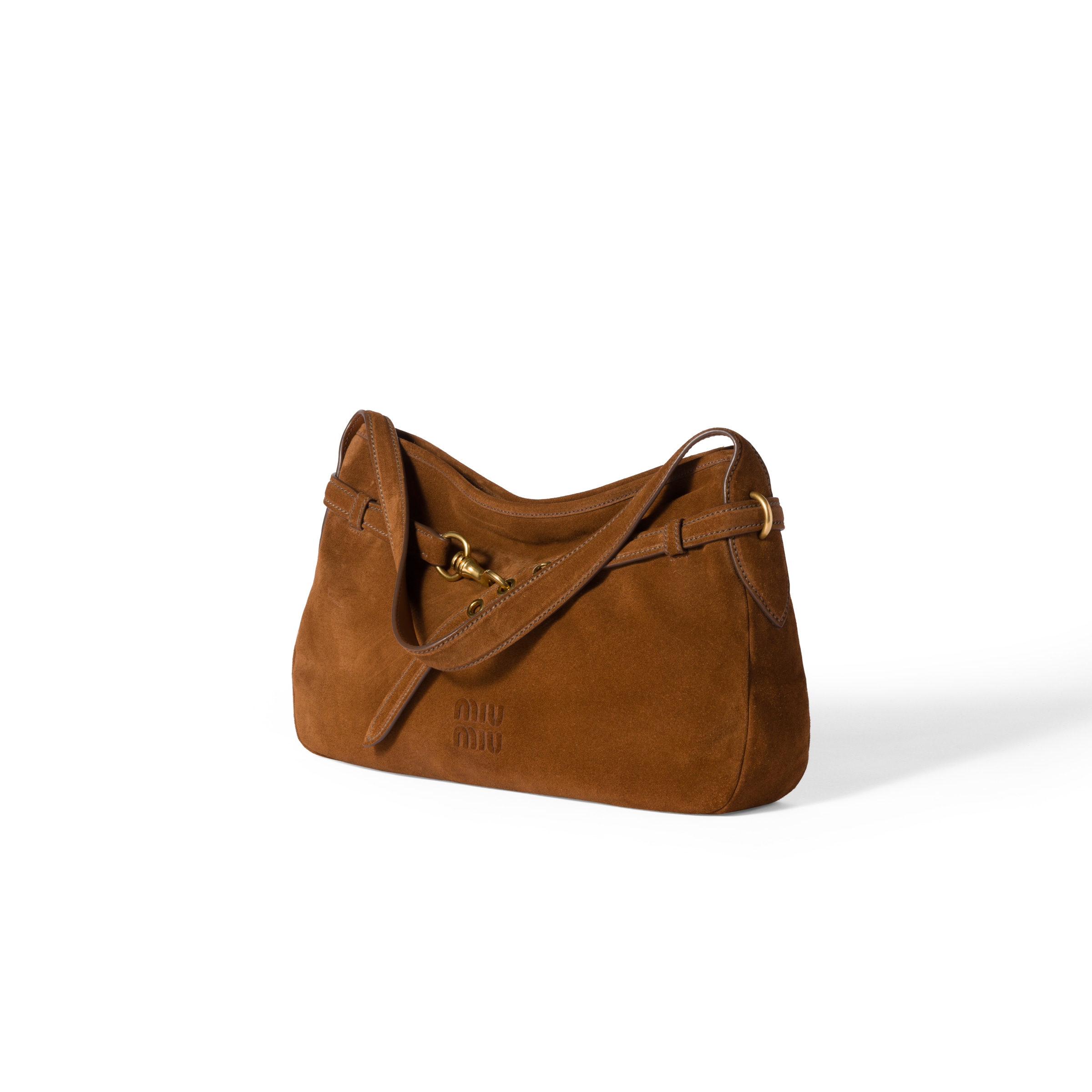 Miu Miu Womens Rovere Aventure Suede Top Handle Bag In Brown