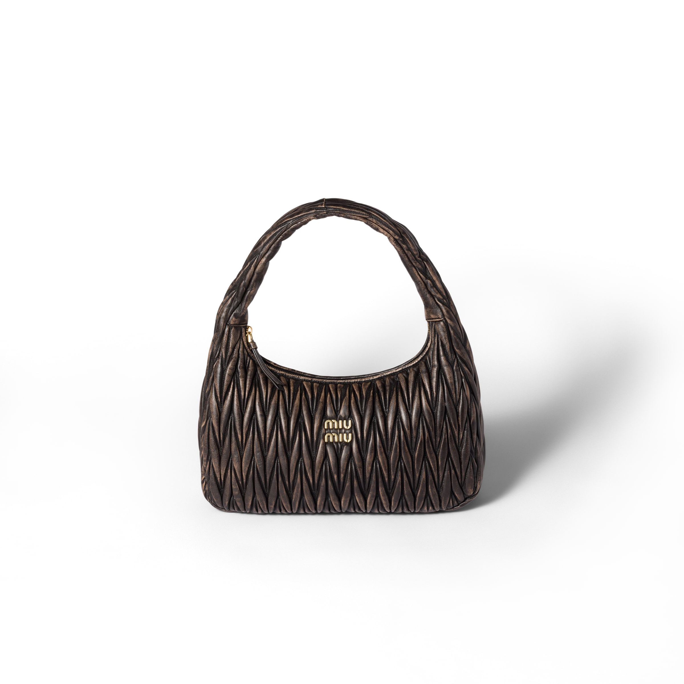 Miu Miu Wander Matelassé Nappa Leather Bag, Woman, Coffee