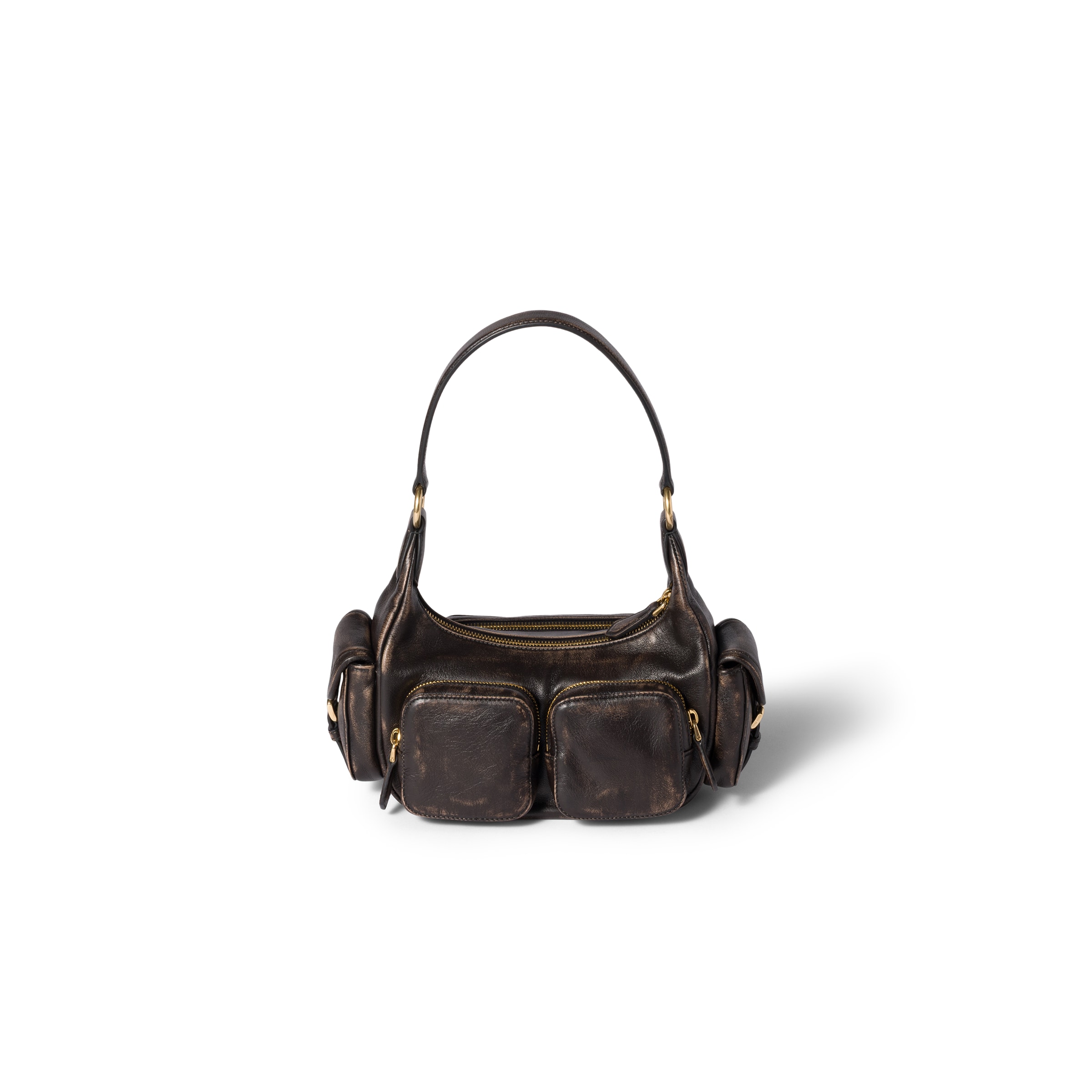 Miu Miu Womens Caffe Pocket Leather Top Handle Bag In Brown