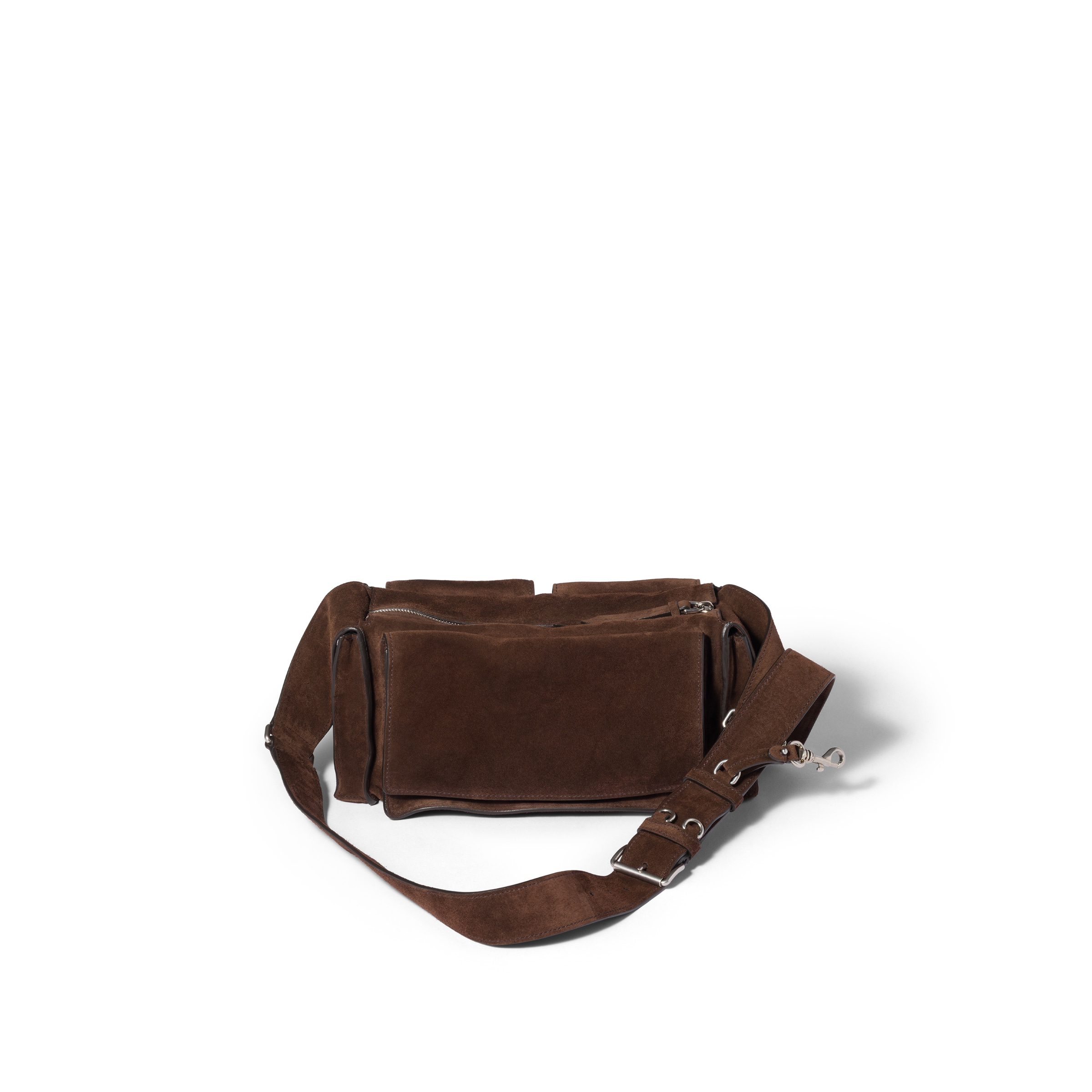 Miu Miu Suede Utilitaire Crossbody Bag Adjustable Strap In Brown
