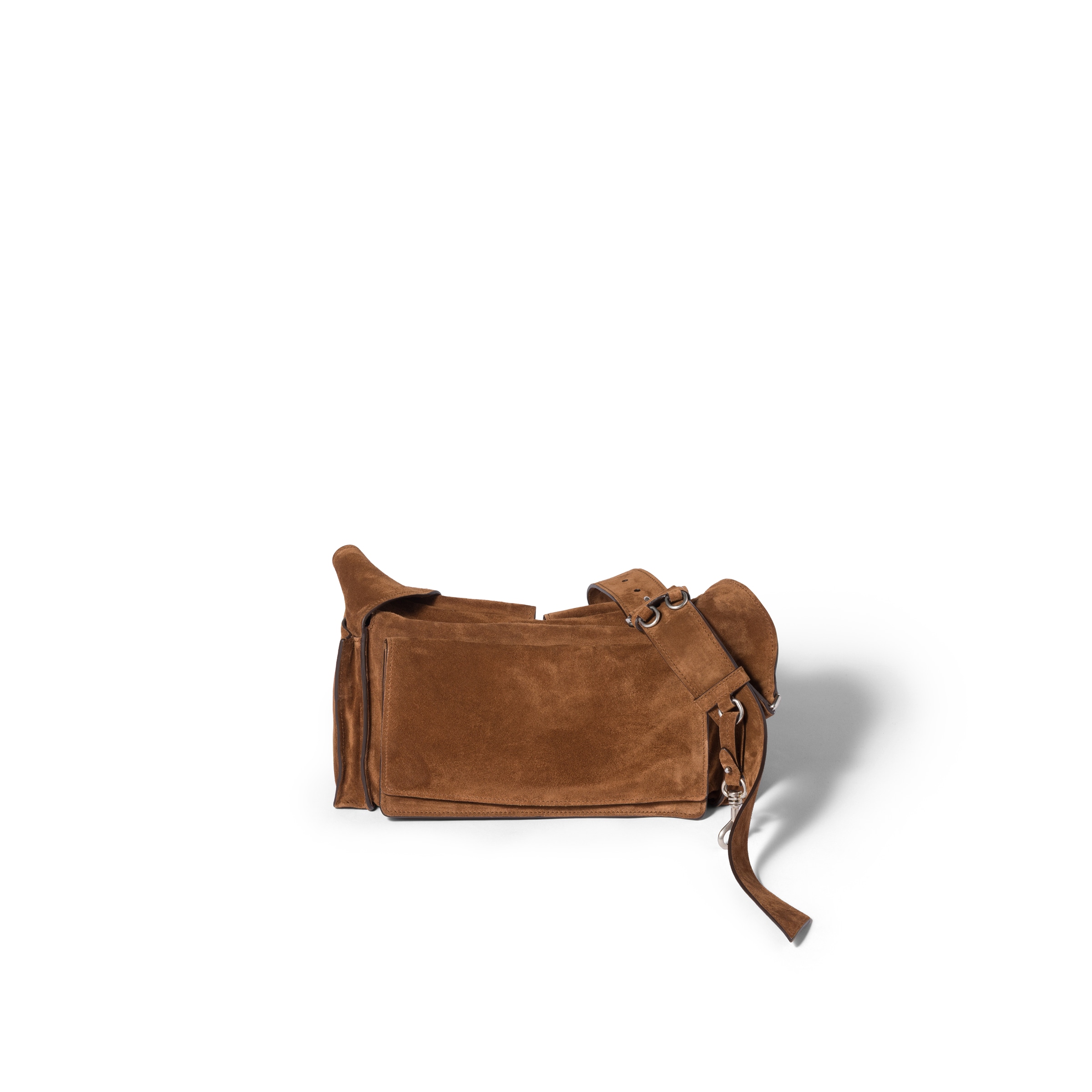 Miu Miu Suede Utilitaire Crossbody Bag Adjustable Strap In Brown