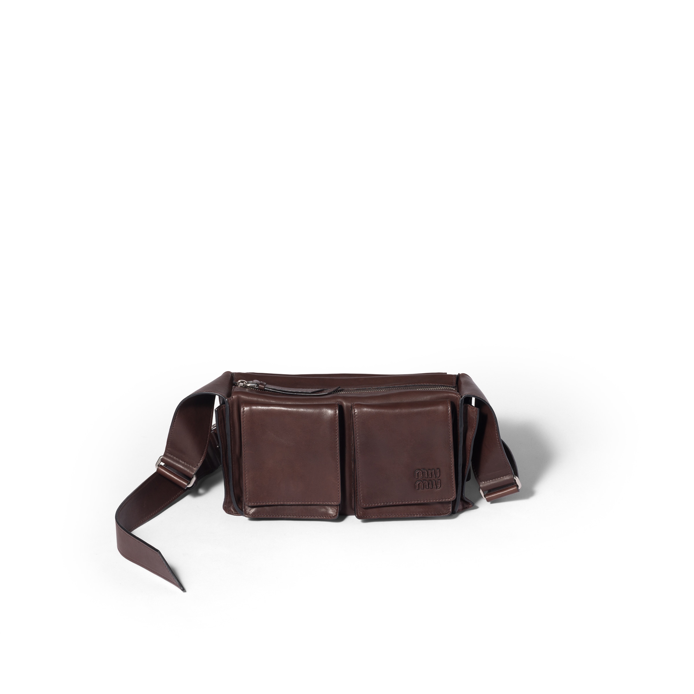 Miu Miu Suede Utilitaire Crossbody Bag Adjustable Strap In Brown
