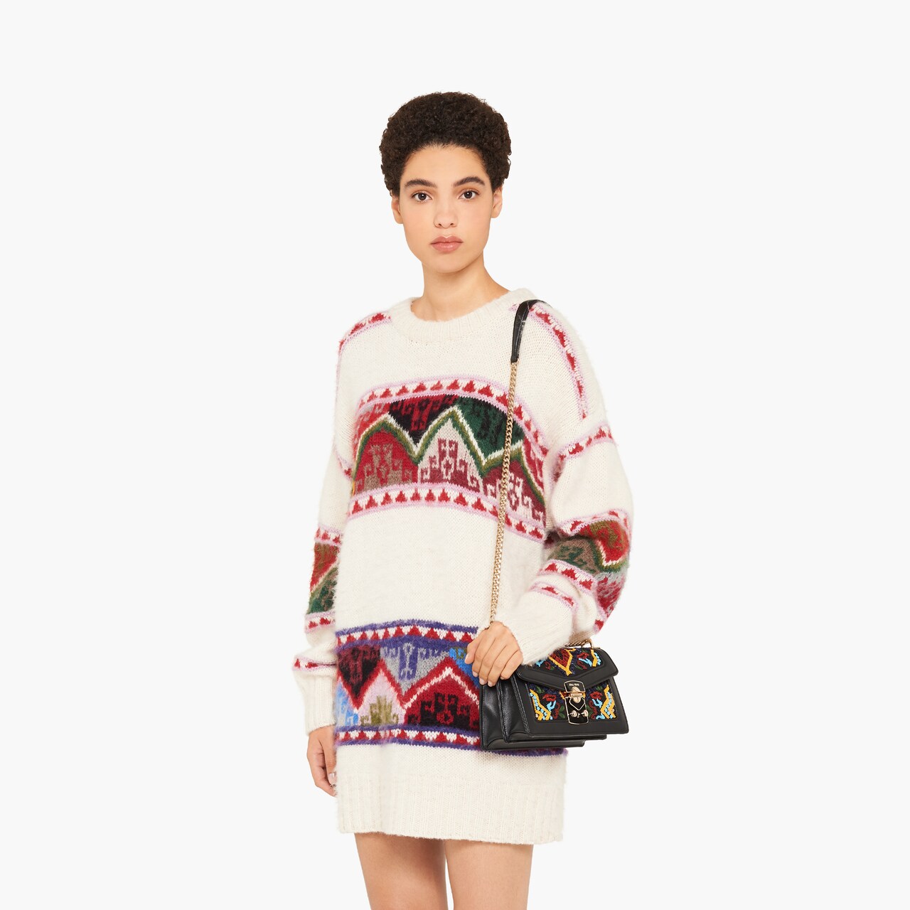 Miu Confidential embroidered hemp fabric shoulder bag Black Miu Miu