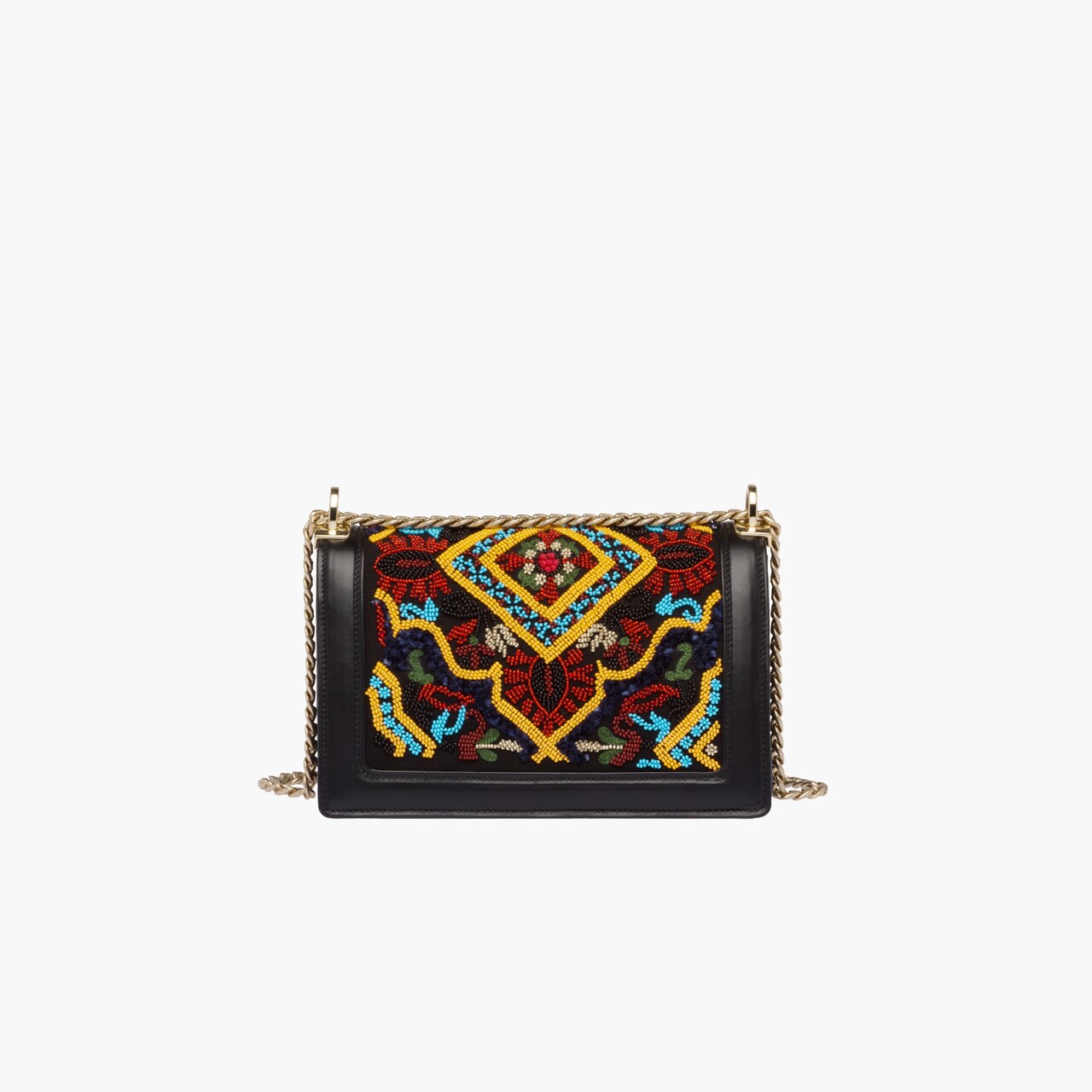Miu Confidential embroidered hemp fabric shoulder bag Black Miu Miu