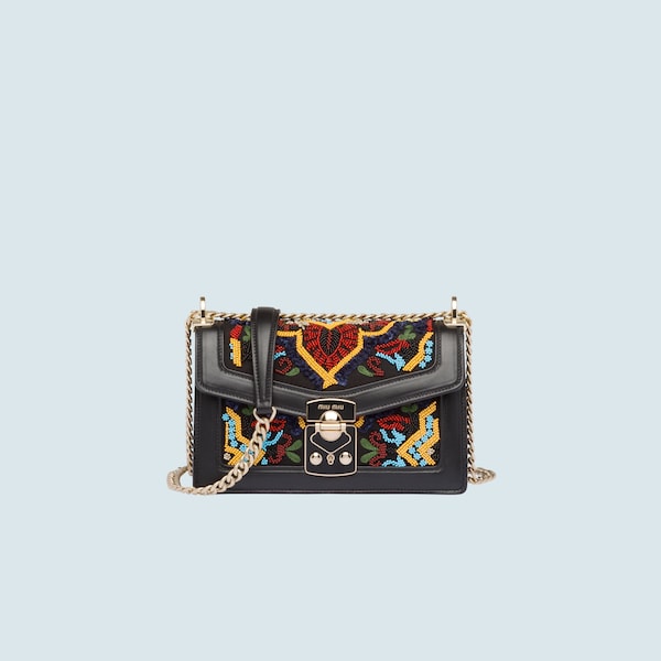 embroidered shoulder bag