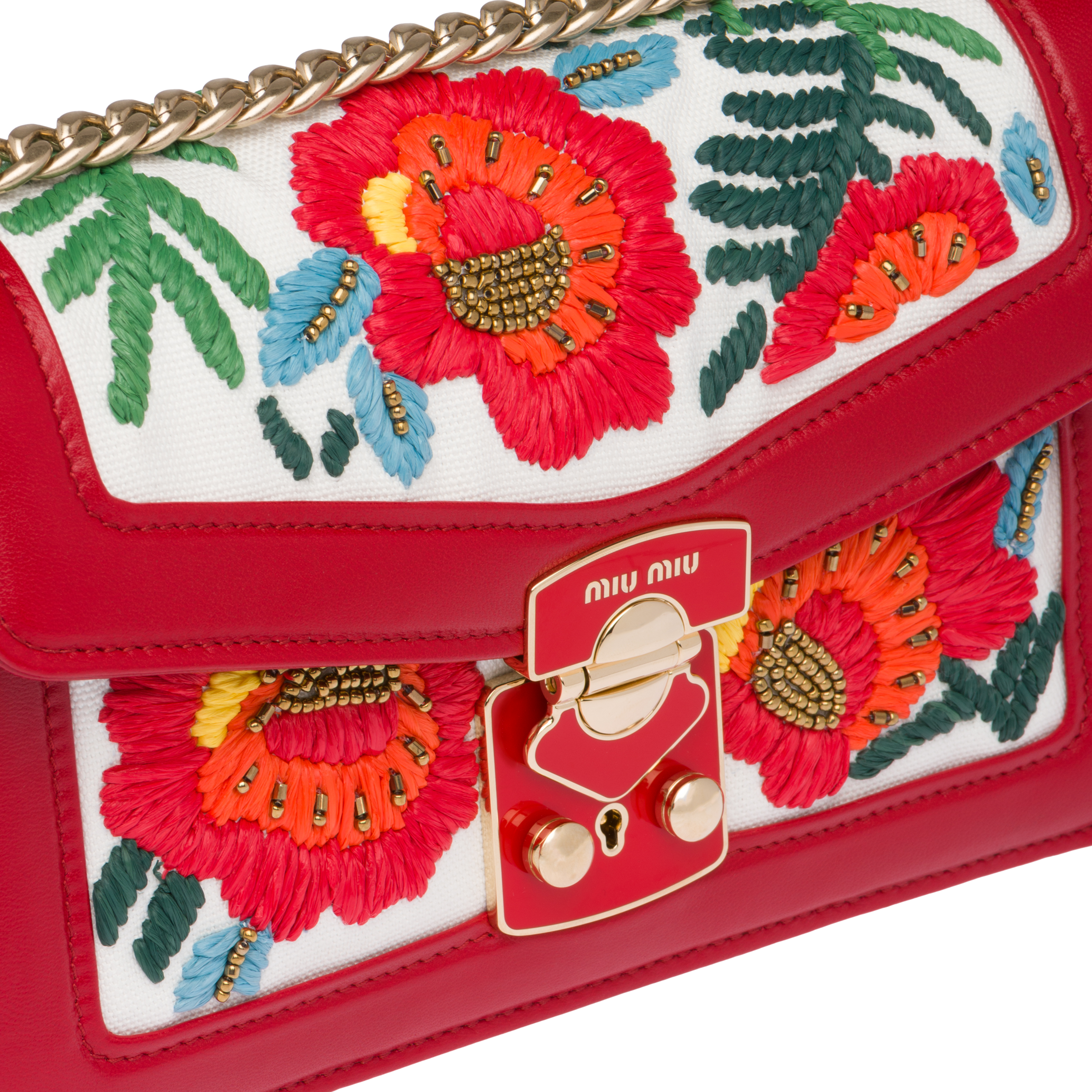 Miu miu red embroidered bag clearance