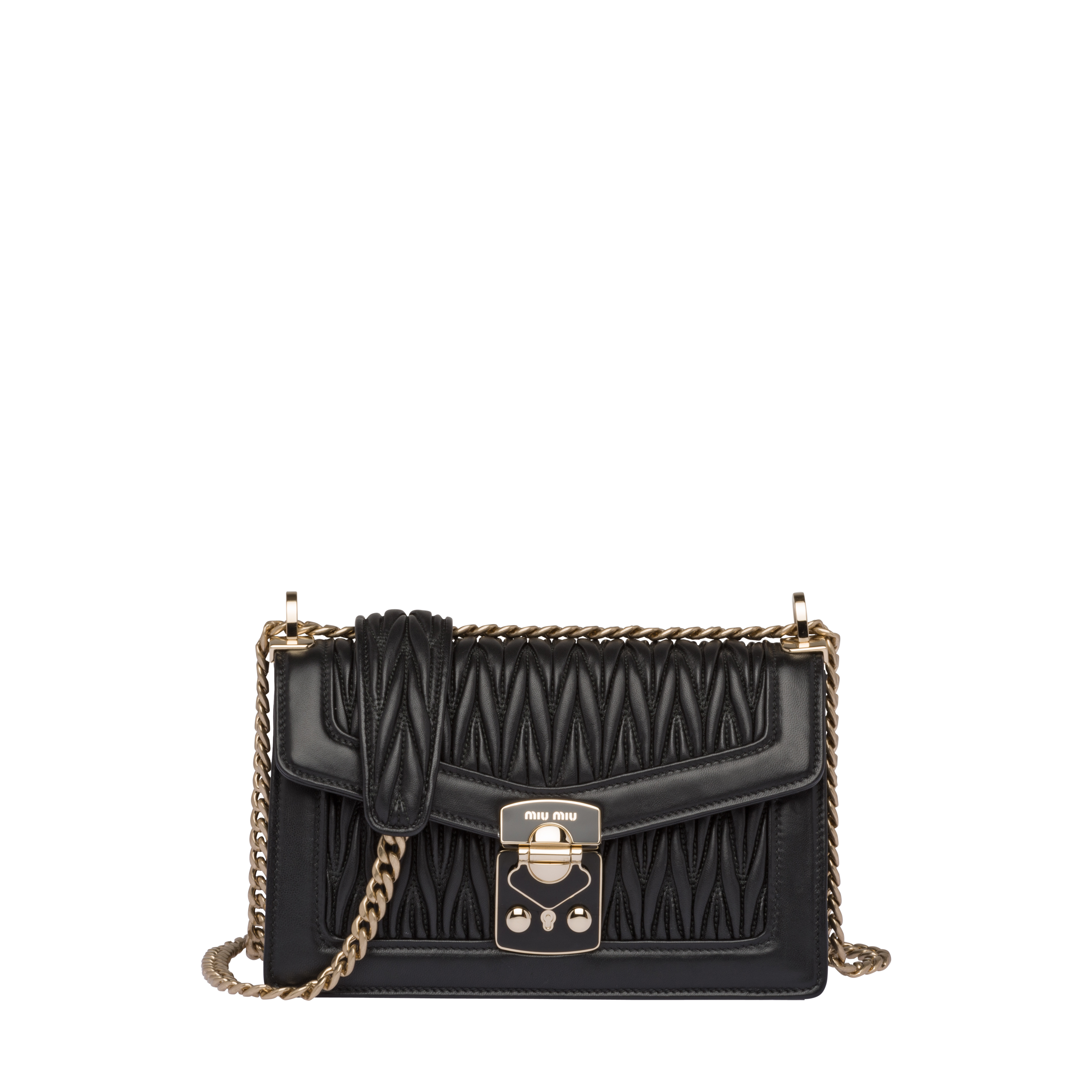 matelassé leather shoulder bag miu miu