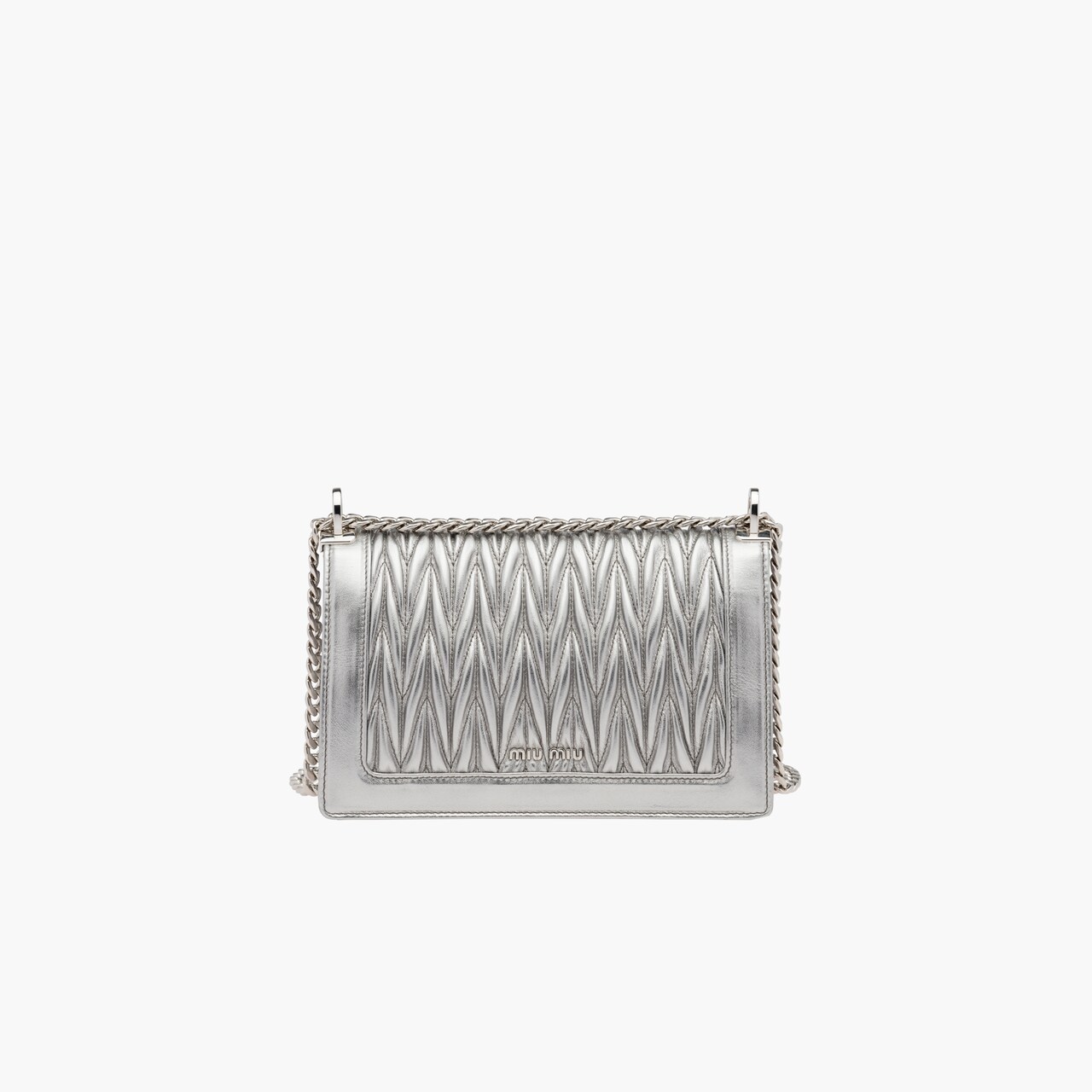 miu confidential 皮革单肩包 银色 | miu miu