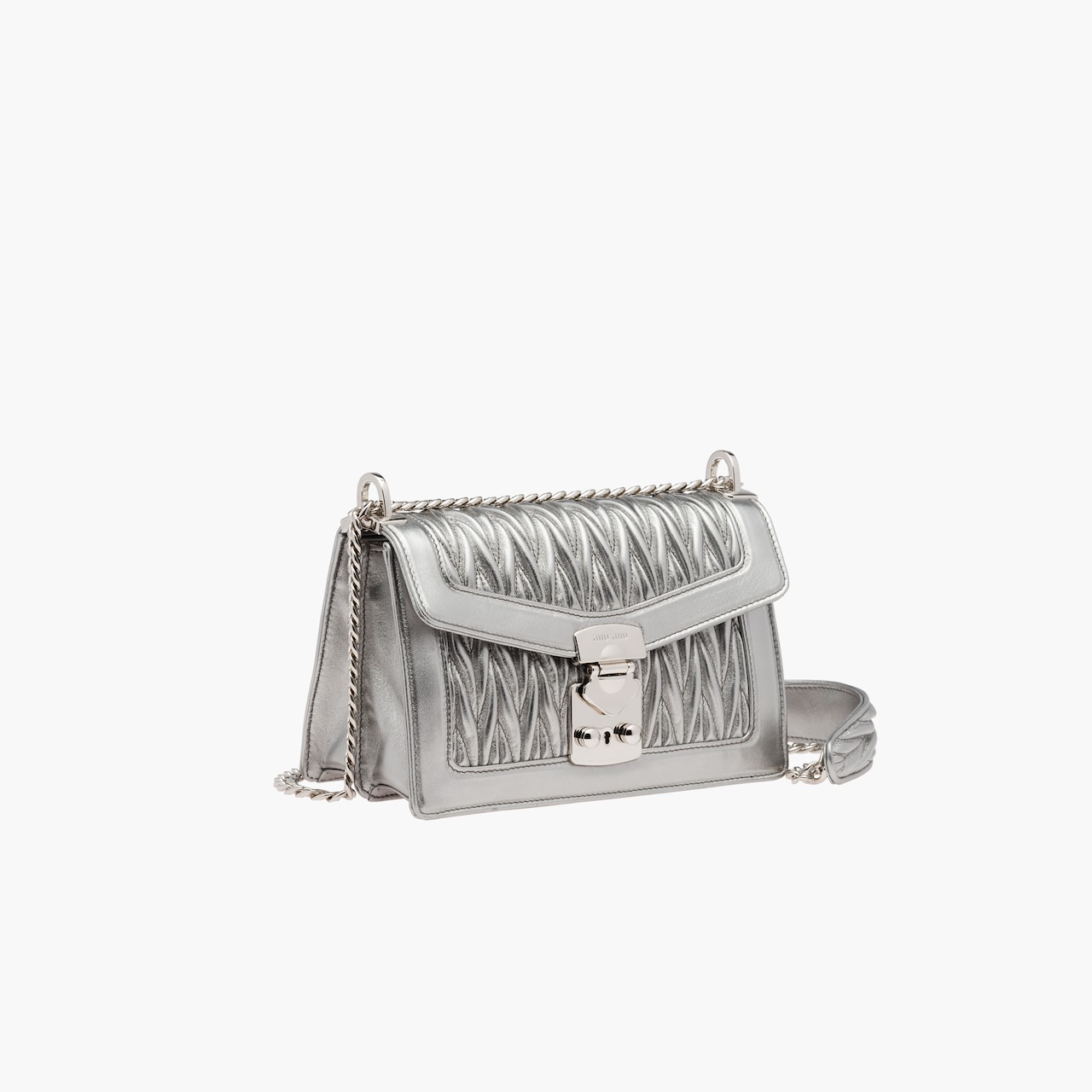 miu confidential 皮革单肩包 银色 | miu miu