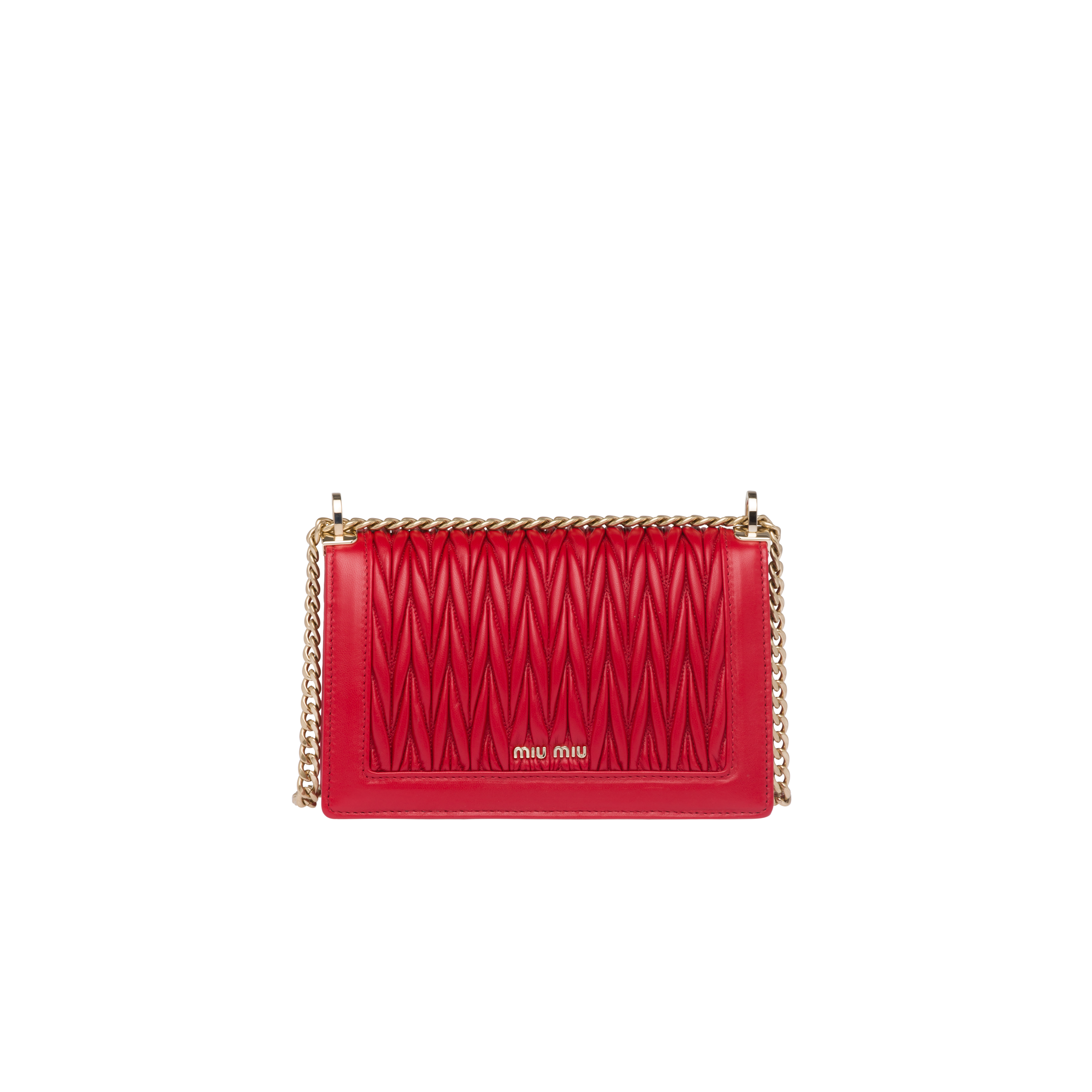 Fiery Red Miu Confidential Matelassé Nappa Leather Bag