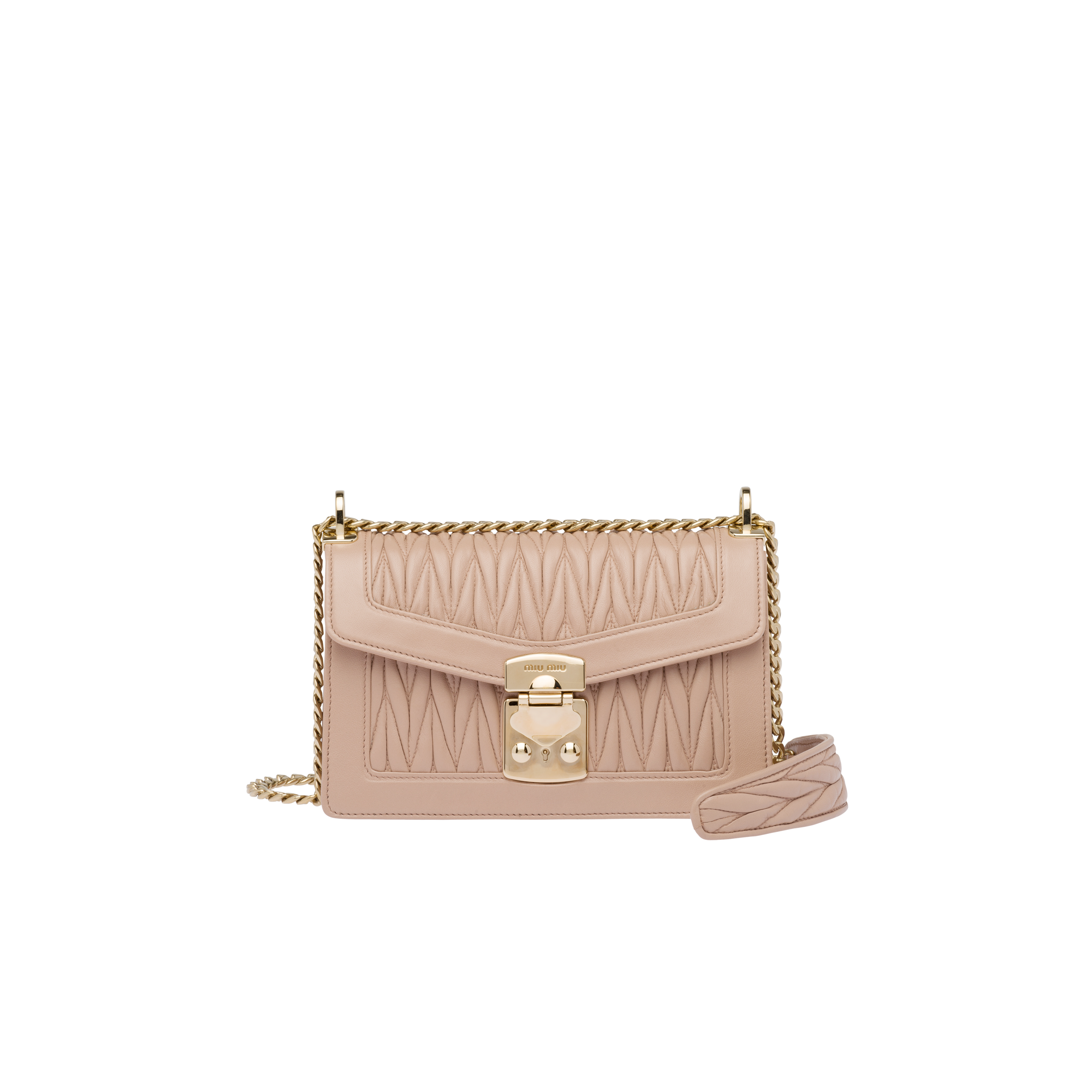 Miu Miu Beige Matelassé Leather Crossbody Bag Miu Miu