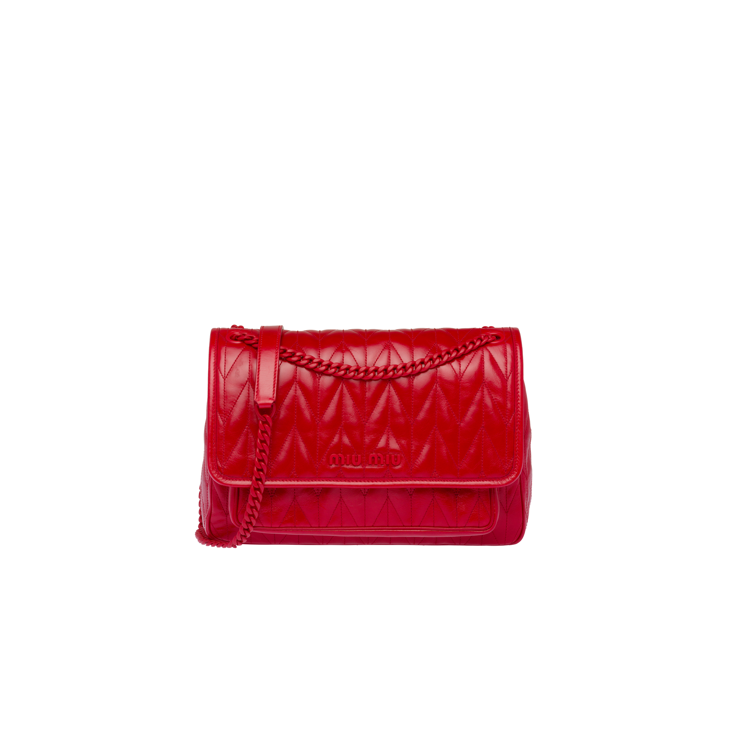 Miu Miu Quilted Shiny Leather Shoulder Bag In Red ModeSens