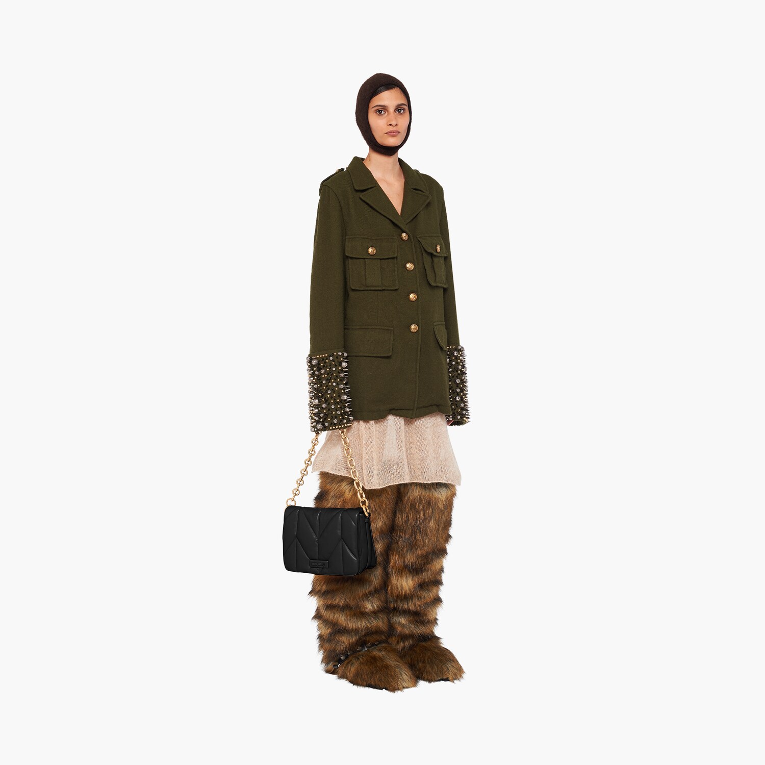 Black Quilted nappa leather shoulder bag MIU MIU