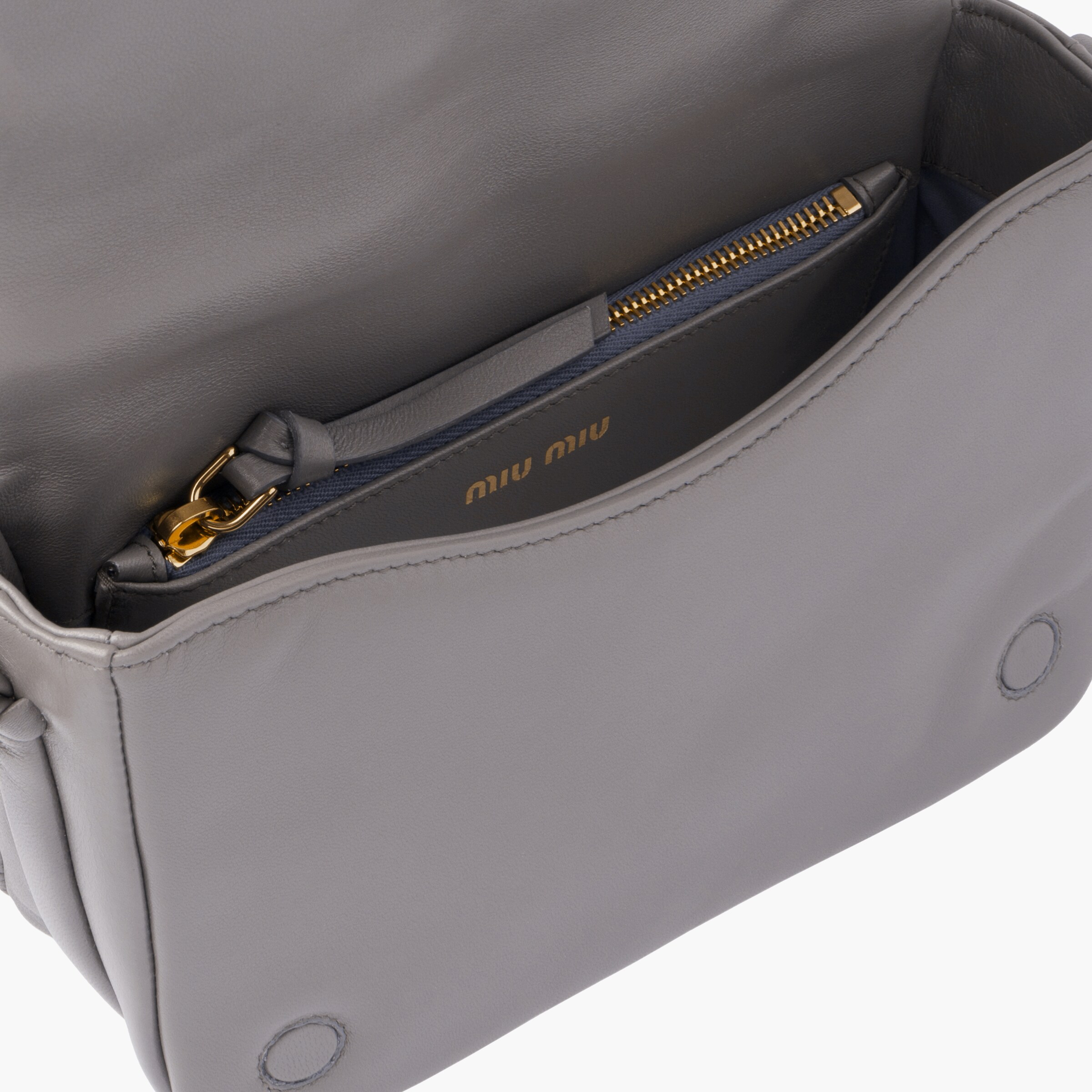 Marble Gray Quilted nappa leather shoulder bag MIU MIU