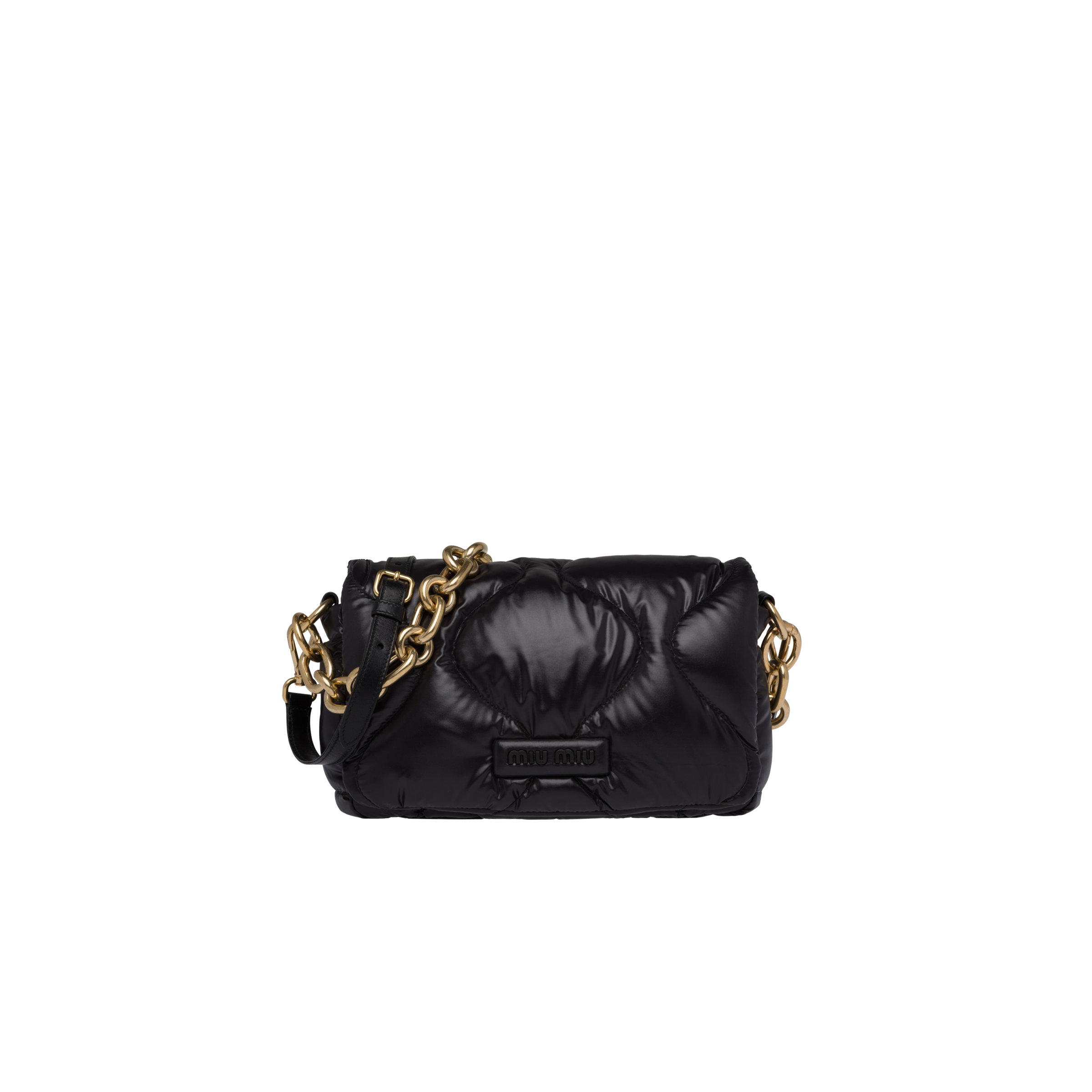 Miu Miu Padded Nylon Shoulder Bag In Black | ModeSens