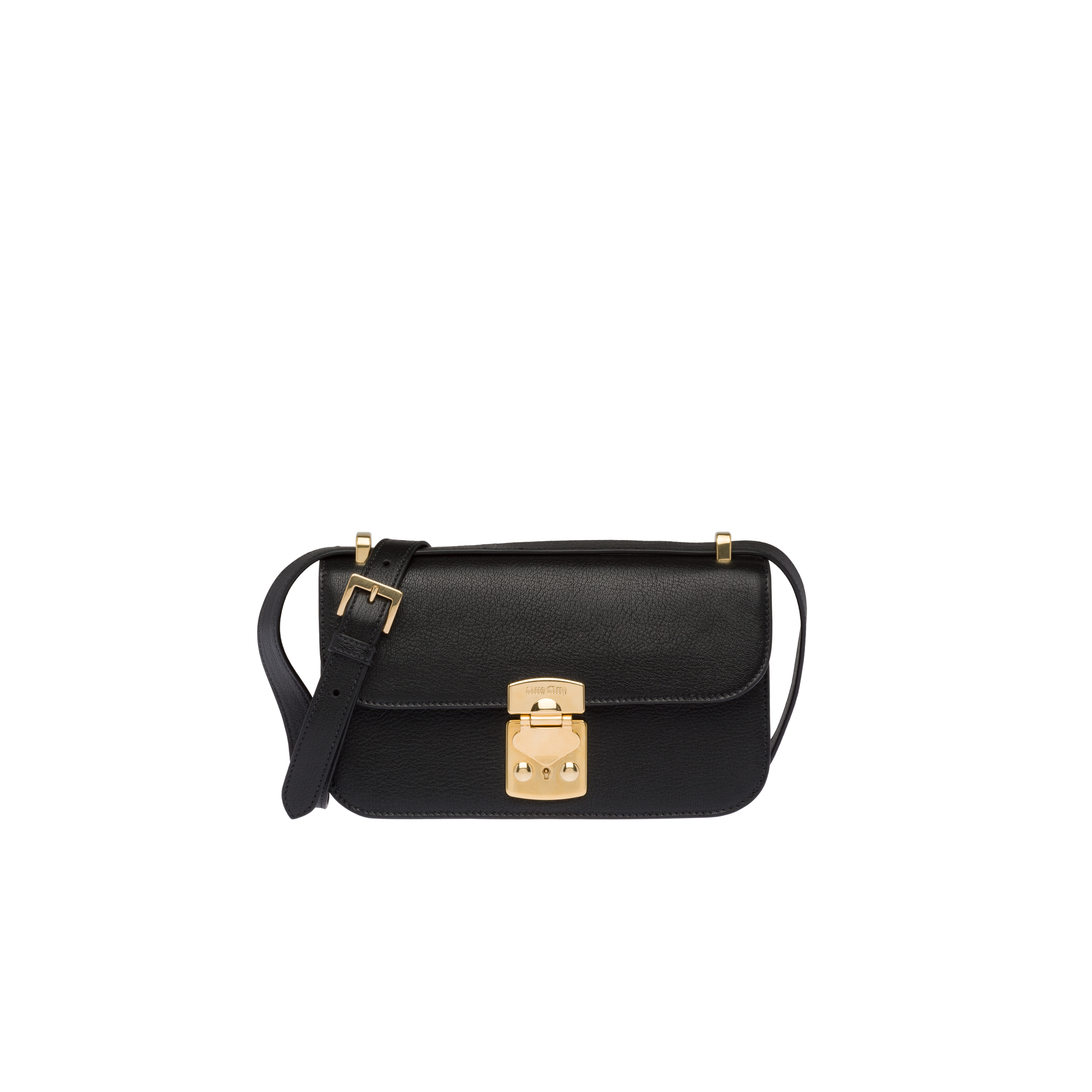 Madras leather shoulder bag Black | Miu Miu