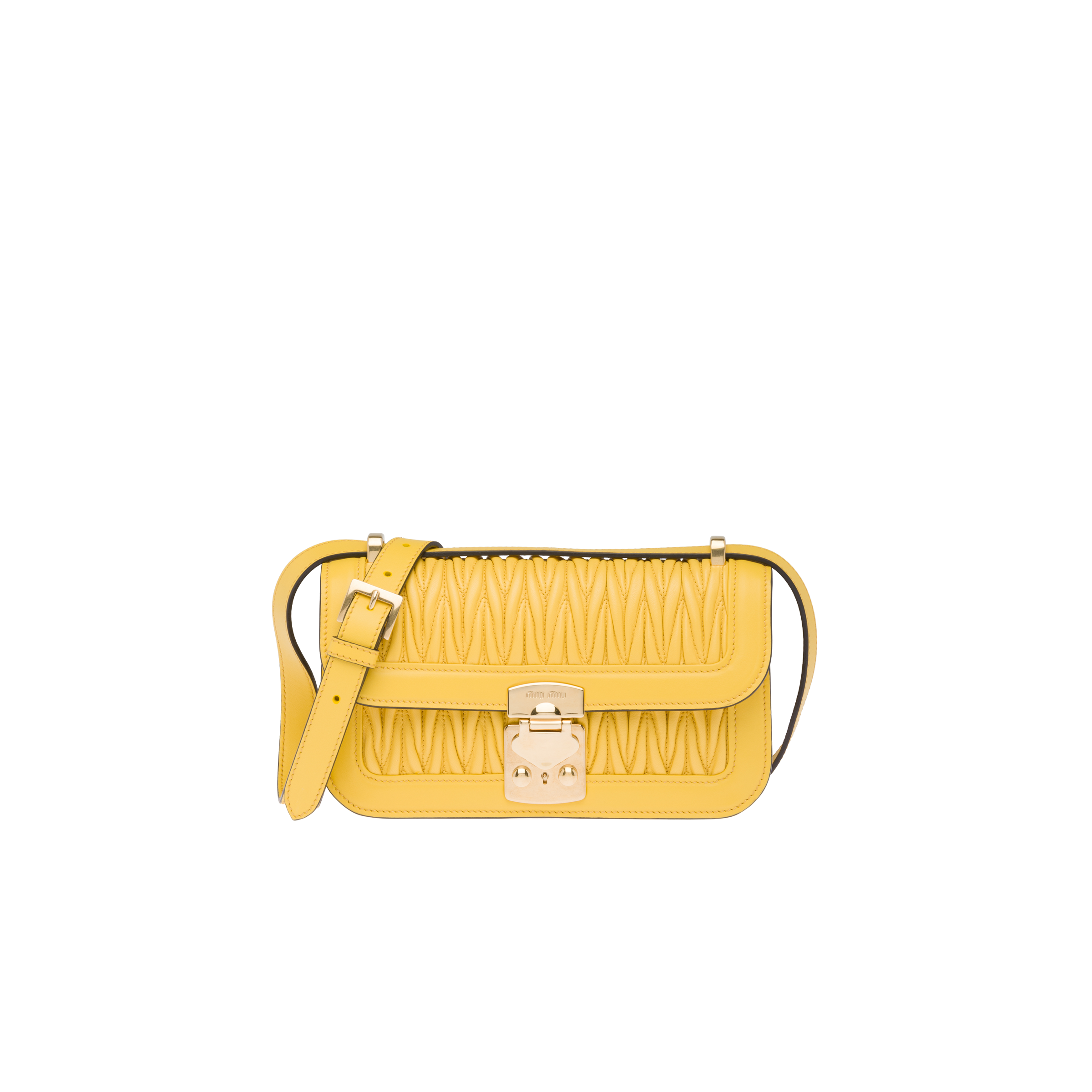 Miu Miu Matelassé Nappa Leather Shoulder Bag In Sunny Yellow