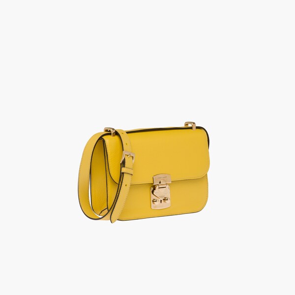 Bolso bandolera de piel Madrás Amarillo sol | Miu Miu