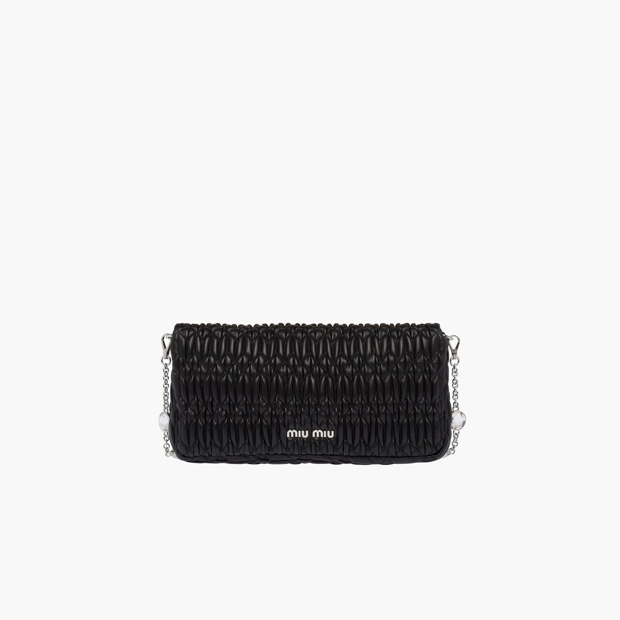 Miu Miu Iconic Crystal Cloqué Nappa leather bag Black Miu Miu