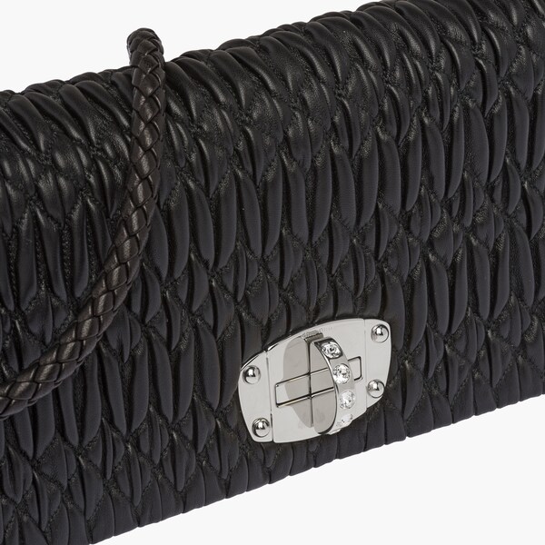 Miu Miu Iconic Crystal Cloqué Nappa leather bag Black Miu Miu