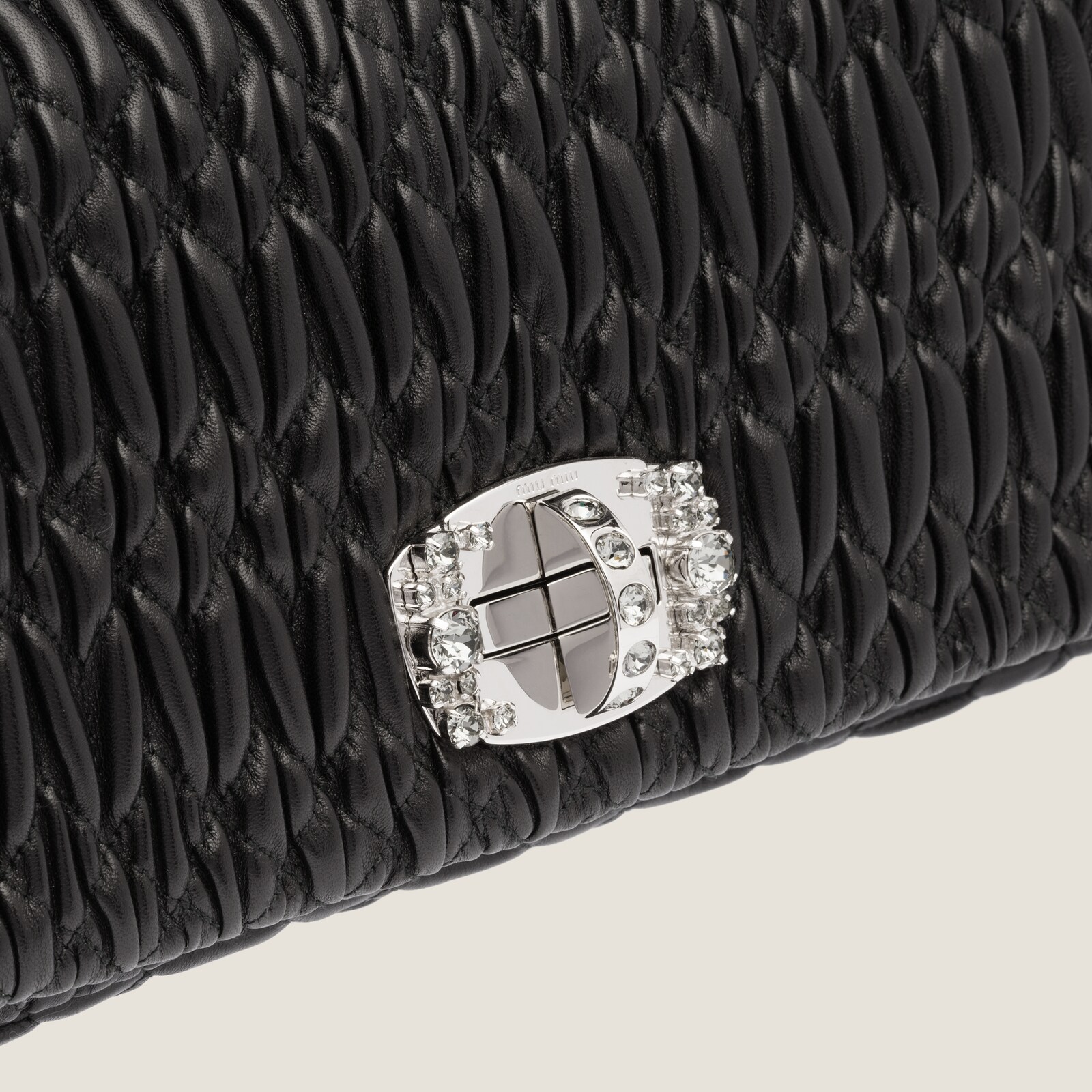 Black Miu Crystal Leather Bag Miu Miu