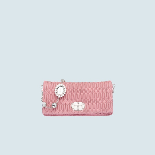 ミュウミュウ アイコニック クリスタル レザー バッグ ピンク Miu Miu