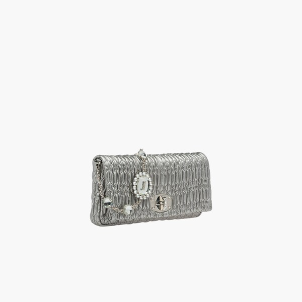 Miu Miu Iconic Crystal Cloqué Nappa leather bag Chrome Miu Miu