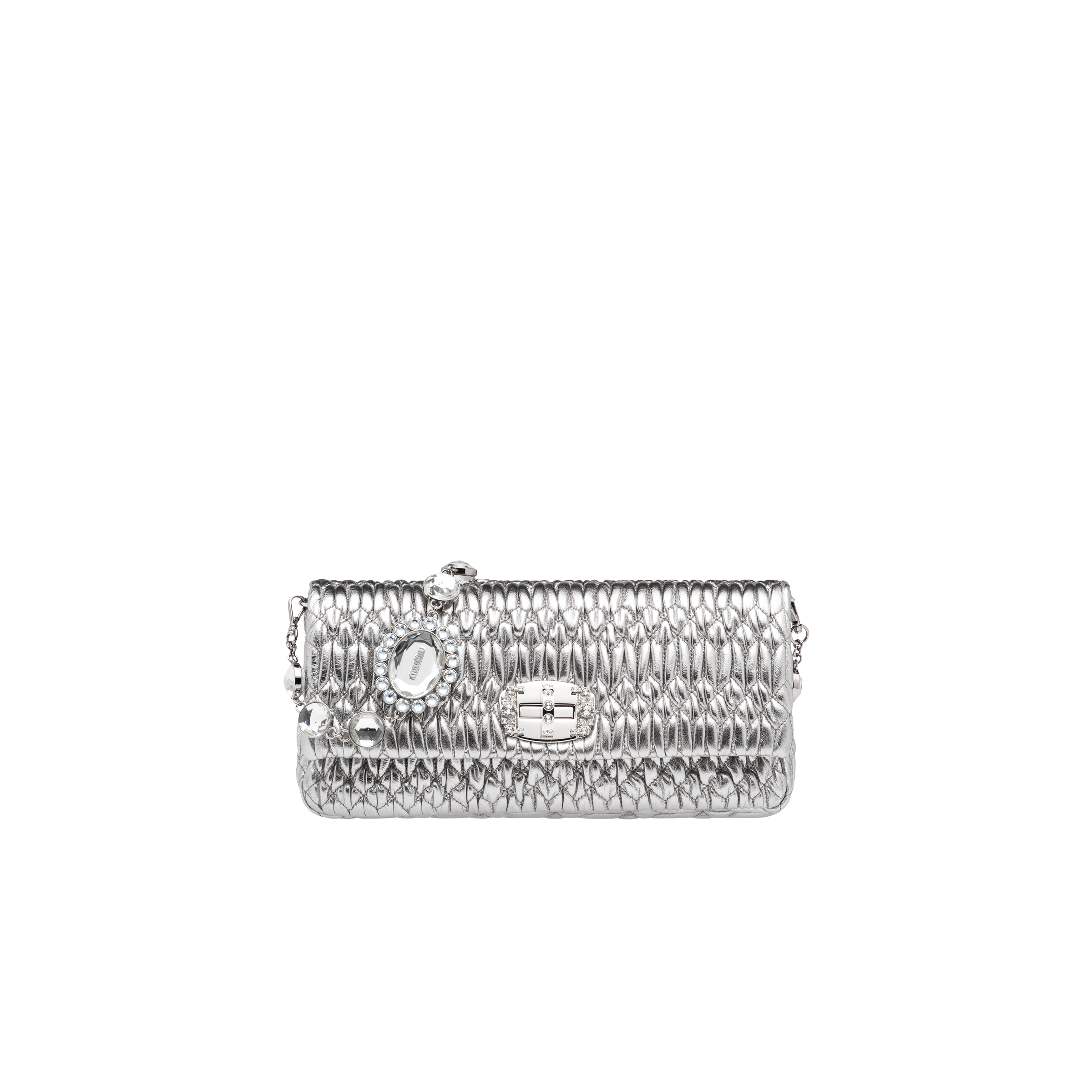 Miu Crystal Leather Bag Chrome | Miu Miu Miu Crystal Leather Bag
