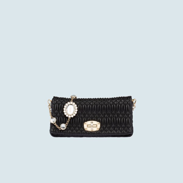 ミュウミュウ アイコニック クリスタル レザー バッグ ブラック Miu Miu ミュウミュウ アイコニック クリスタル レザー バッグ ブラック Miu Miu