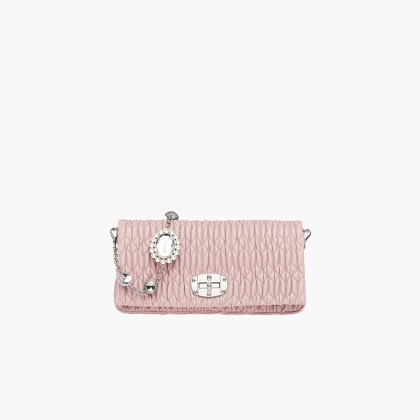 Miu Miu Iconic Crystal Cloqué Nappa leather bag Black | Miu Miu