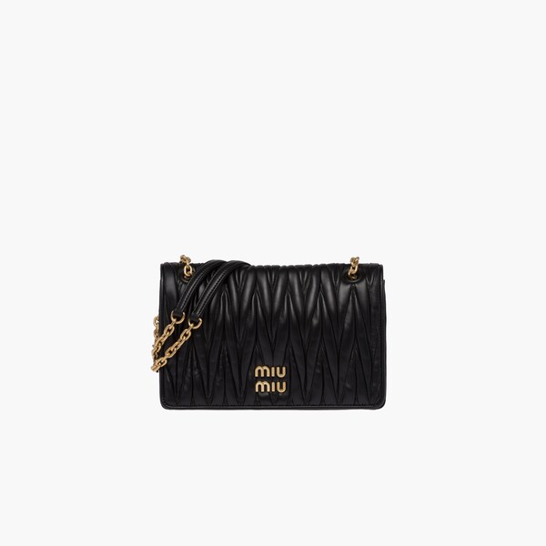 Cornflower Matelassé nappa leather shoulder bag | MIU MIU