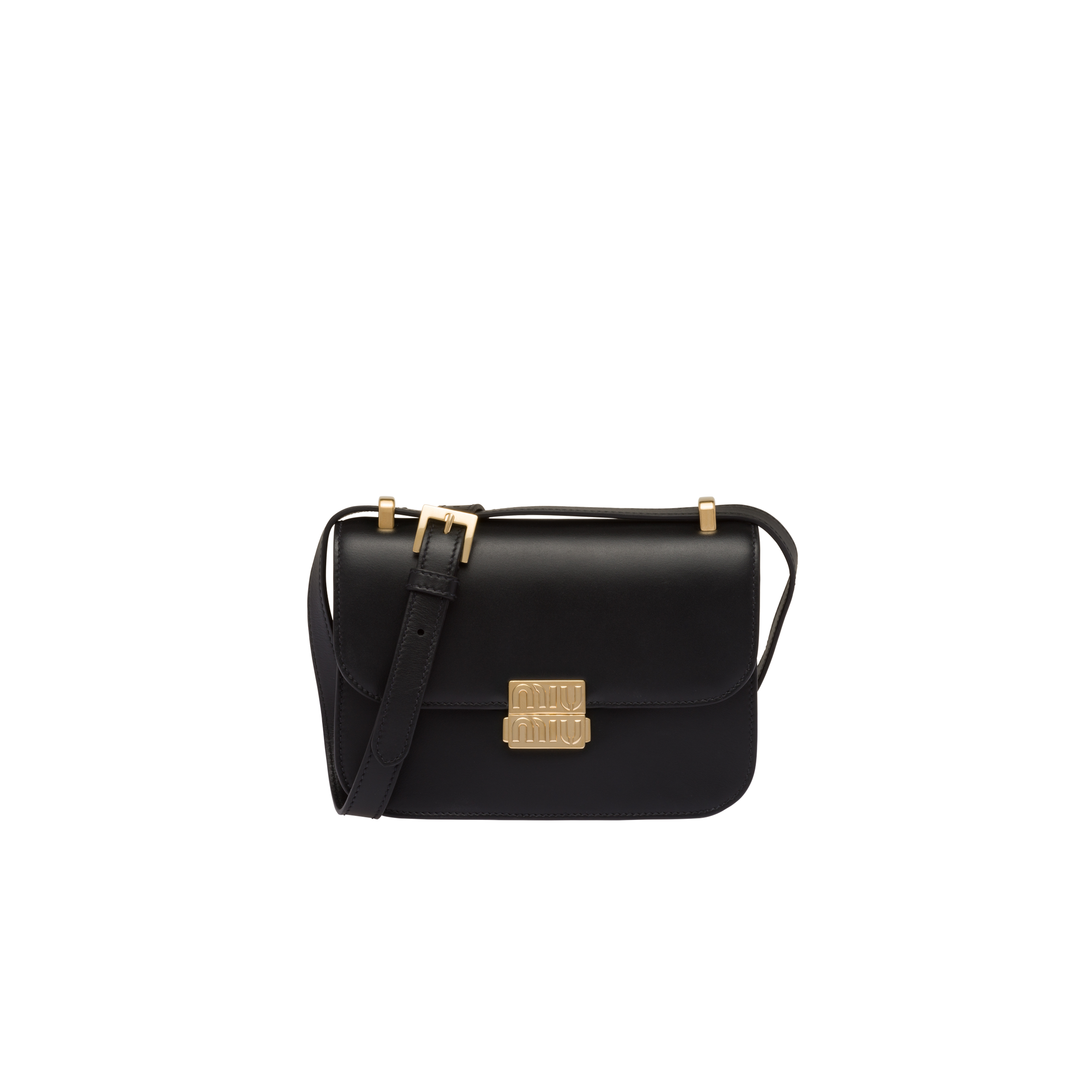 Leather shoulder bag Black Miu Miu