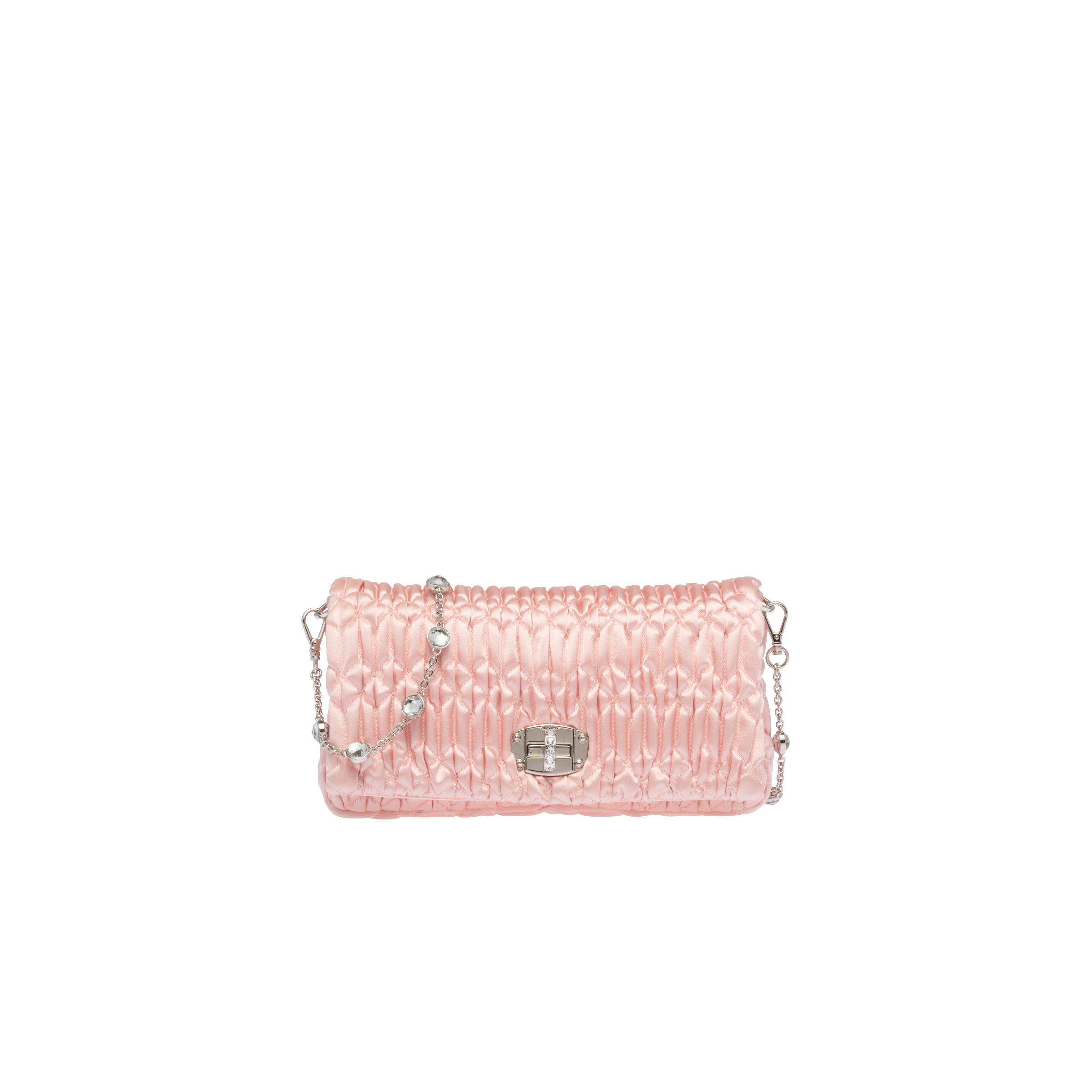 Orchid Pink Miu Crystal Satin Bag | Miu Miu