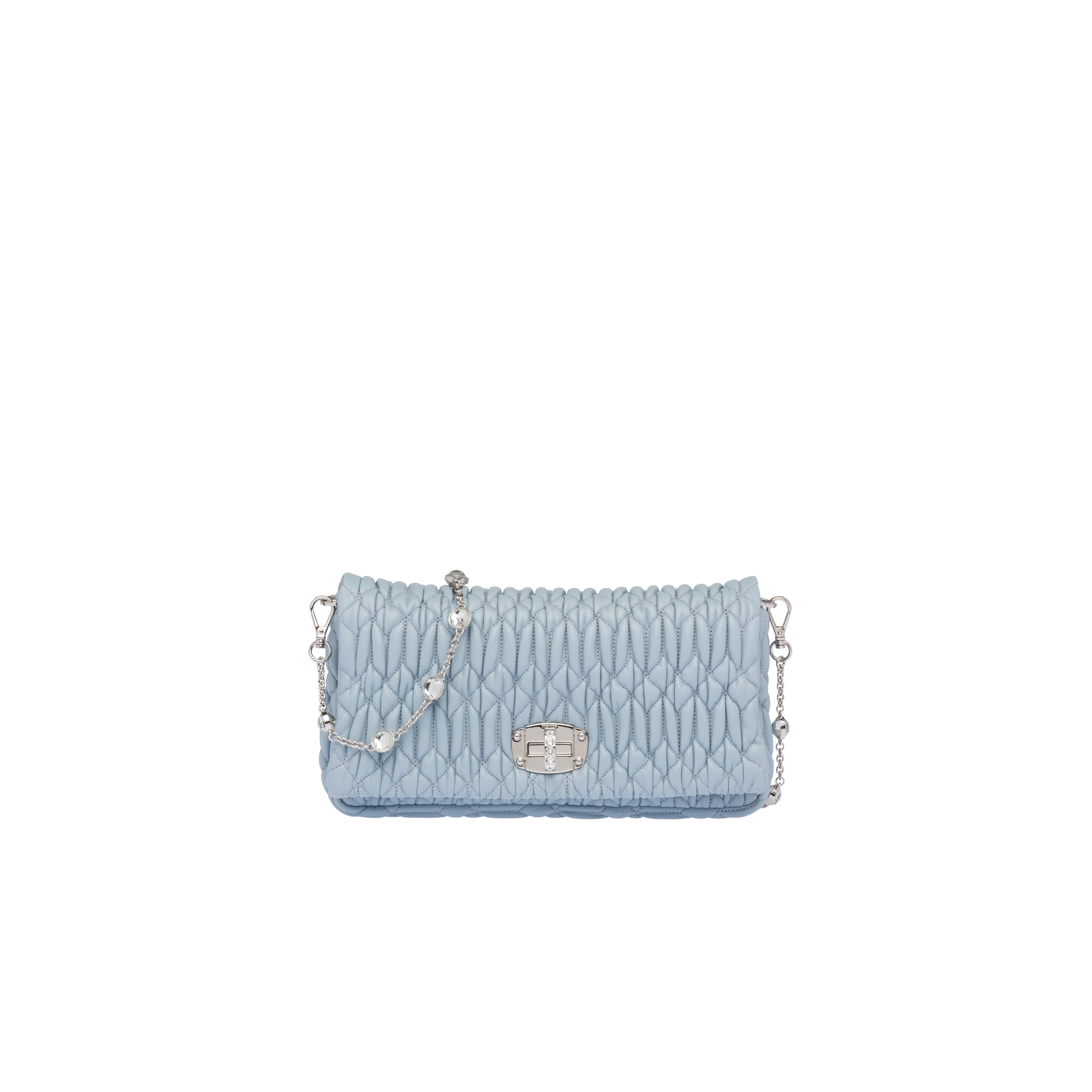 Miu Crystal Cloqu Nappa leather bag