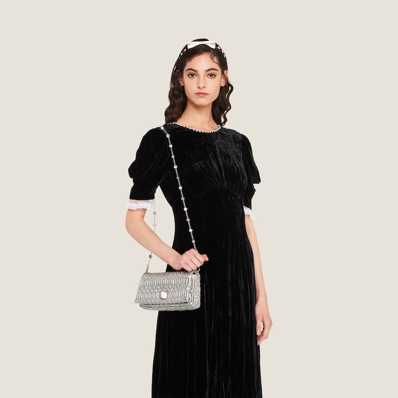 Miu Crystal Cloqué Nappa leather bag