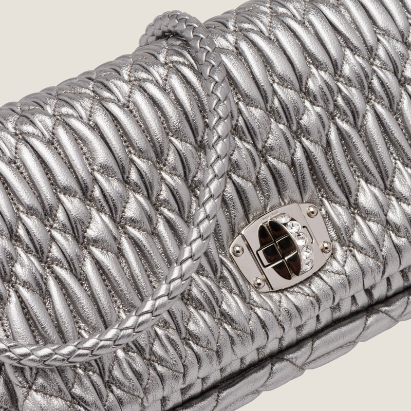 Miu Crystal Cloqué Nappa leather bag